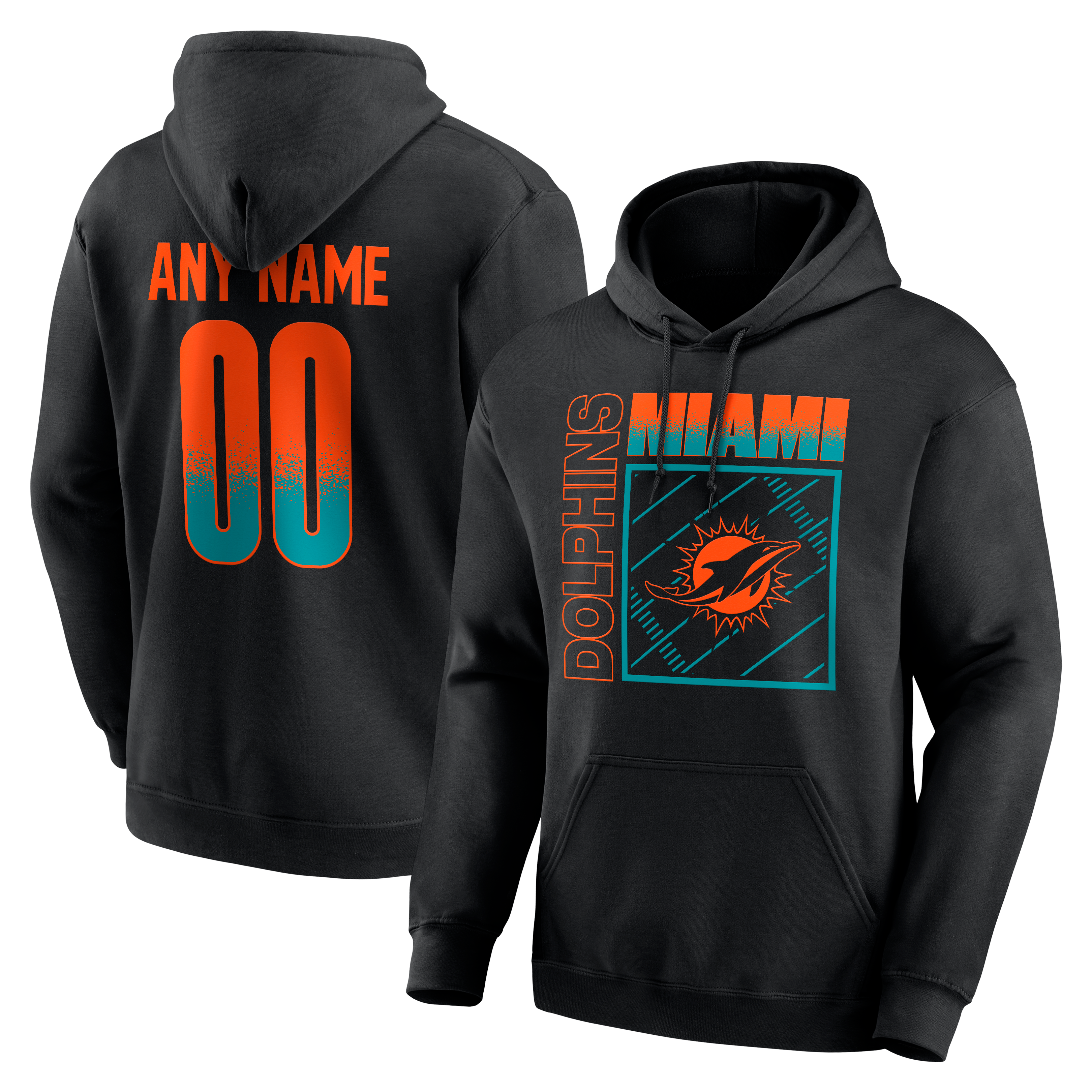 Men's Black Miami Dolphins Home Field Pop Personalized Name & Number Hoodie