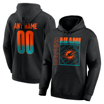 Miami Dolphins Home Field Pop Personalized Name & Number Hoodie - Black
