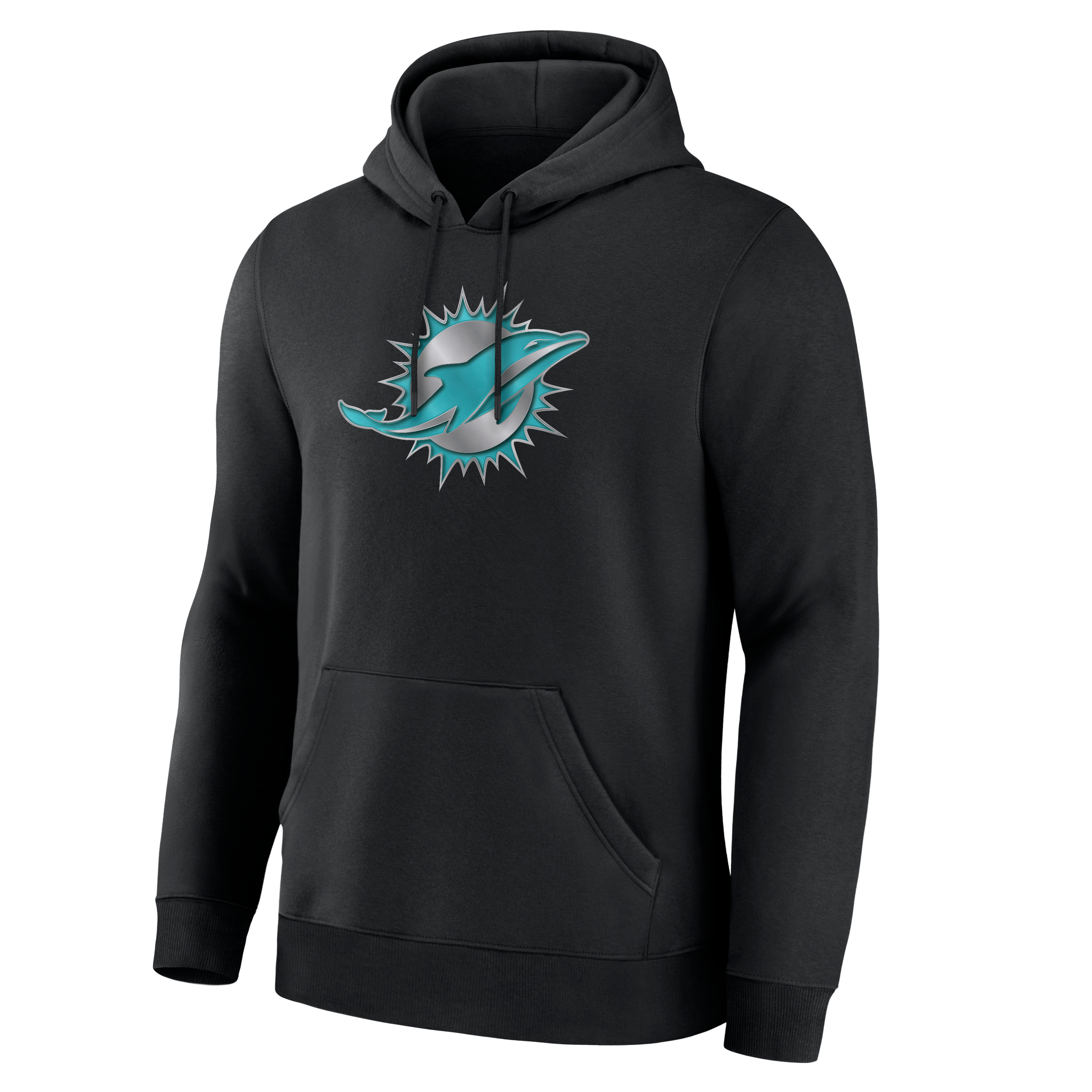 Sweat à capuche noir pour homme avec la mascotte métallique des Miami Dolphins
