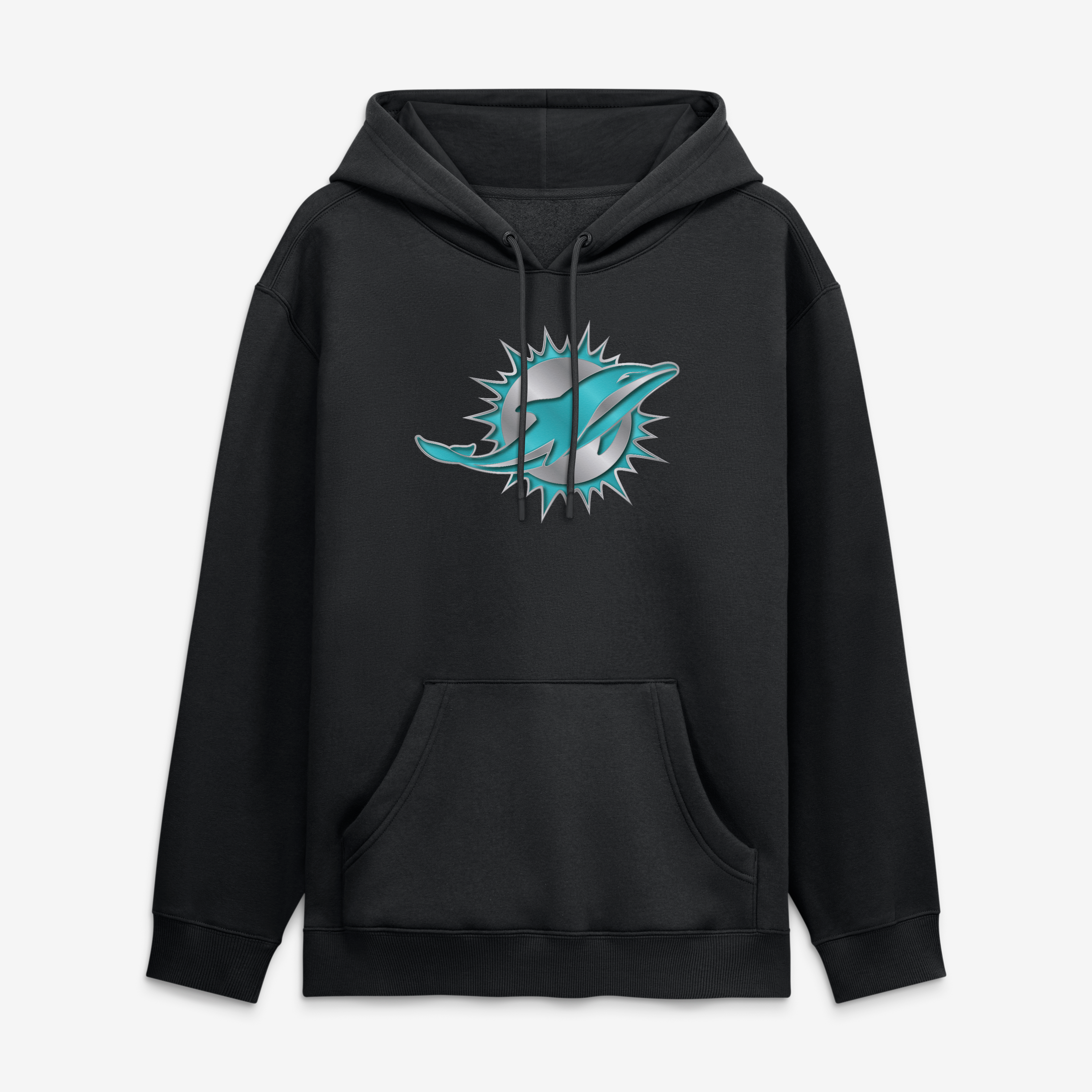 Sweat à capuche noir pour homme avec la mascotte métallique des Miami Dolphins