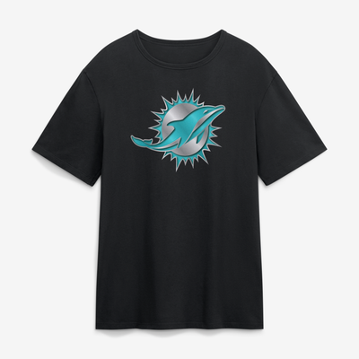 Miami Dolphins  Metallic Mascot T-Shirt - Black