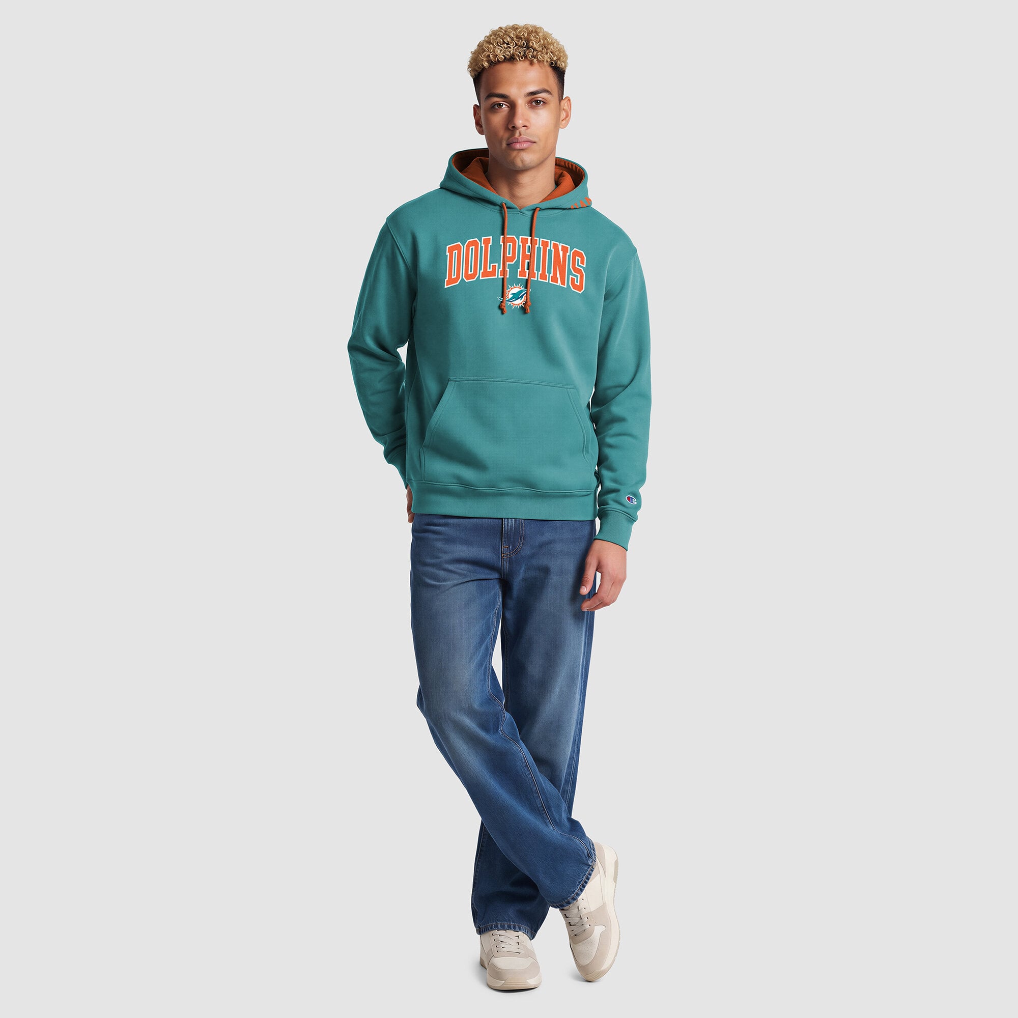 Men's Champion  Aqua/Orange Miami Dolphins Contrast Hoodie