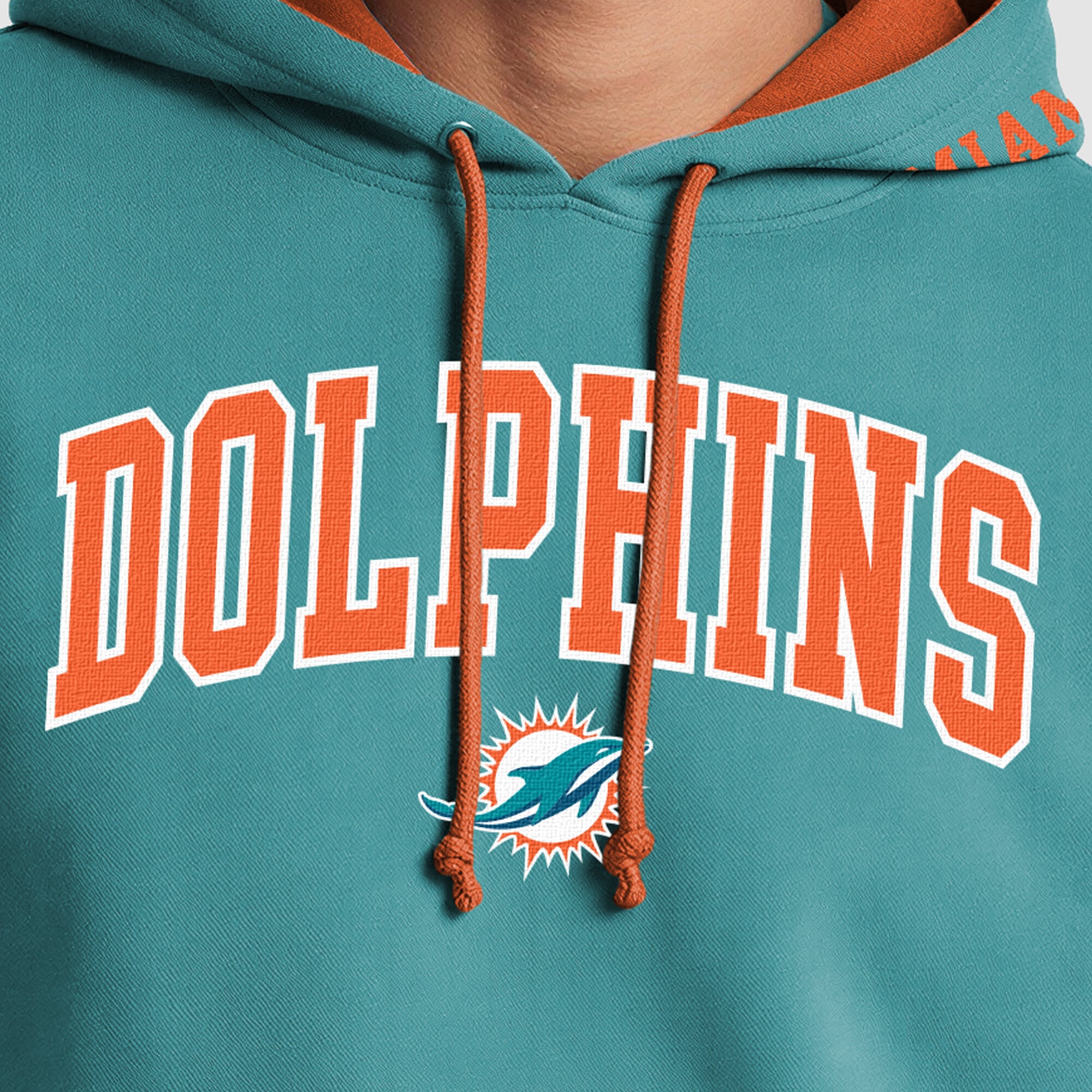 Men's Champion  Aqua/Orange Miami Dolphins Contrast Hoodie