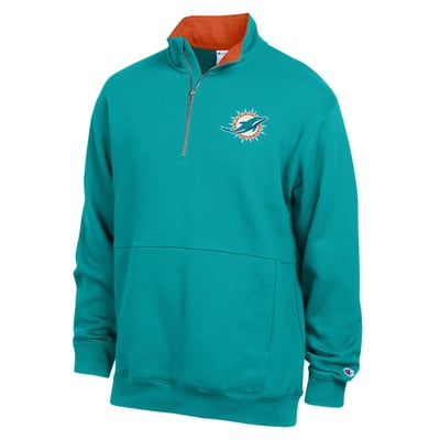  Miami Dolphins Champion Fleece Quarter-Zip Pullover -  Aqua/Orange