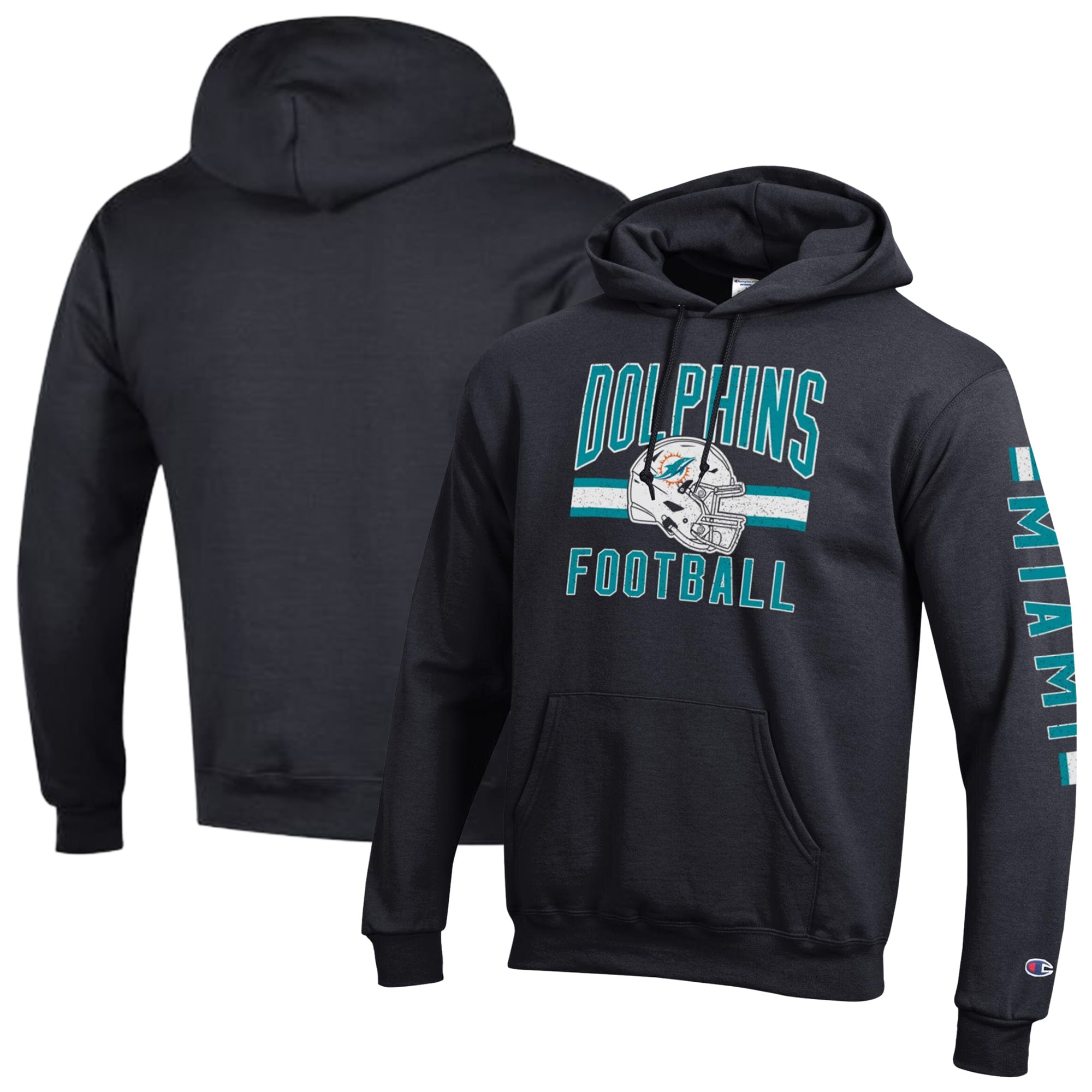 Men's Champion Black Miami Dolphins Powerblend Hoodie