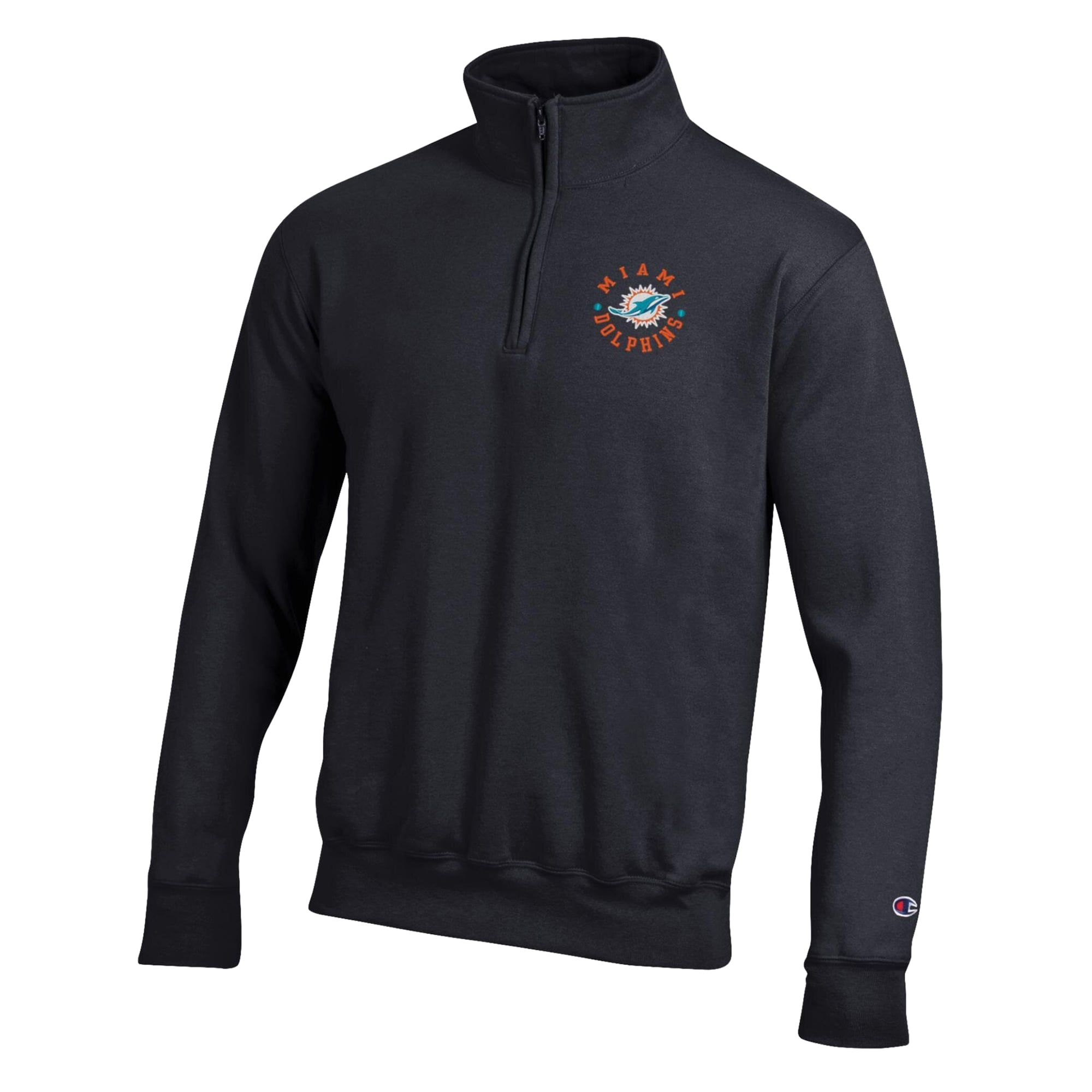 Men's Champion Black Miami Dolphins Powerblend Quarter-Zip Pullover