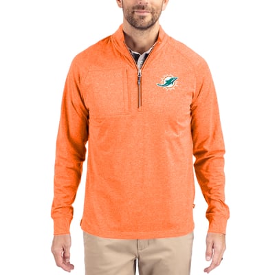 Miami Dolphins Cutter & Buck  Adapt Eco Knit Quarter-Zip Pullover Top - Heather Orange