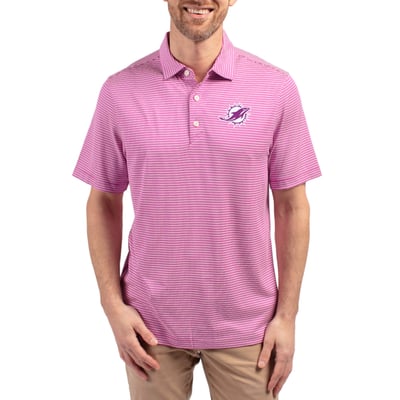 Miami Dolphins Cutter & Buck Forge Eco Double Stripe Stretch Recycled Polo - Light Purple