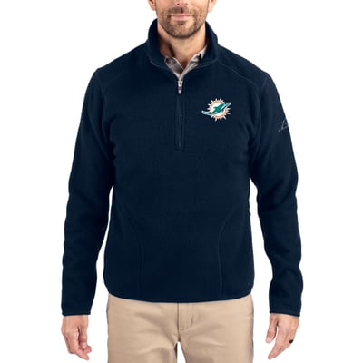 Miami Dolphins Cutter & Buck Cascade Eco Sherpa Fleece Quarter-Zip Pullover Jacket - Navy
