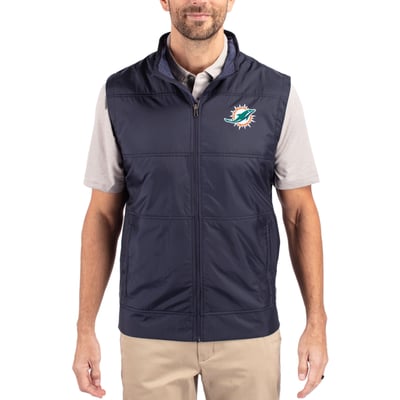Miami Dolphins Cutter & Buck Stealth Full-Zip Vest - Navy