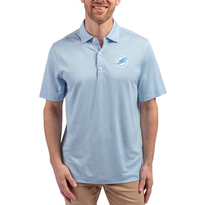 Miami Dolphins Cutter & Buck Forge Eco Double Stripe Stretch Recycled Polo - Powder Blue