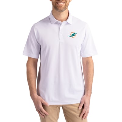 Miami Dolphins Cutter & Buck Virtue Eco Pique Recycled Polo - White