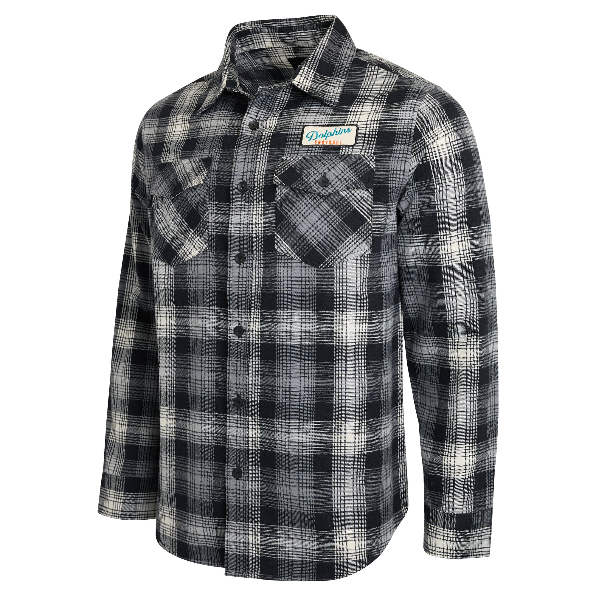 Chemise en flanelle à carreaux noirs Miami Dolphins, collection Darius Rucker pour homme par Fanatics