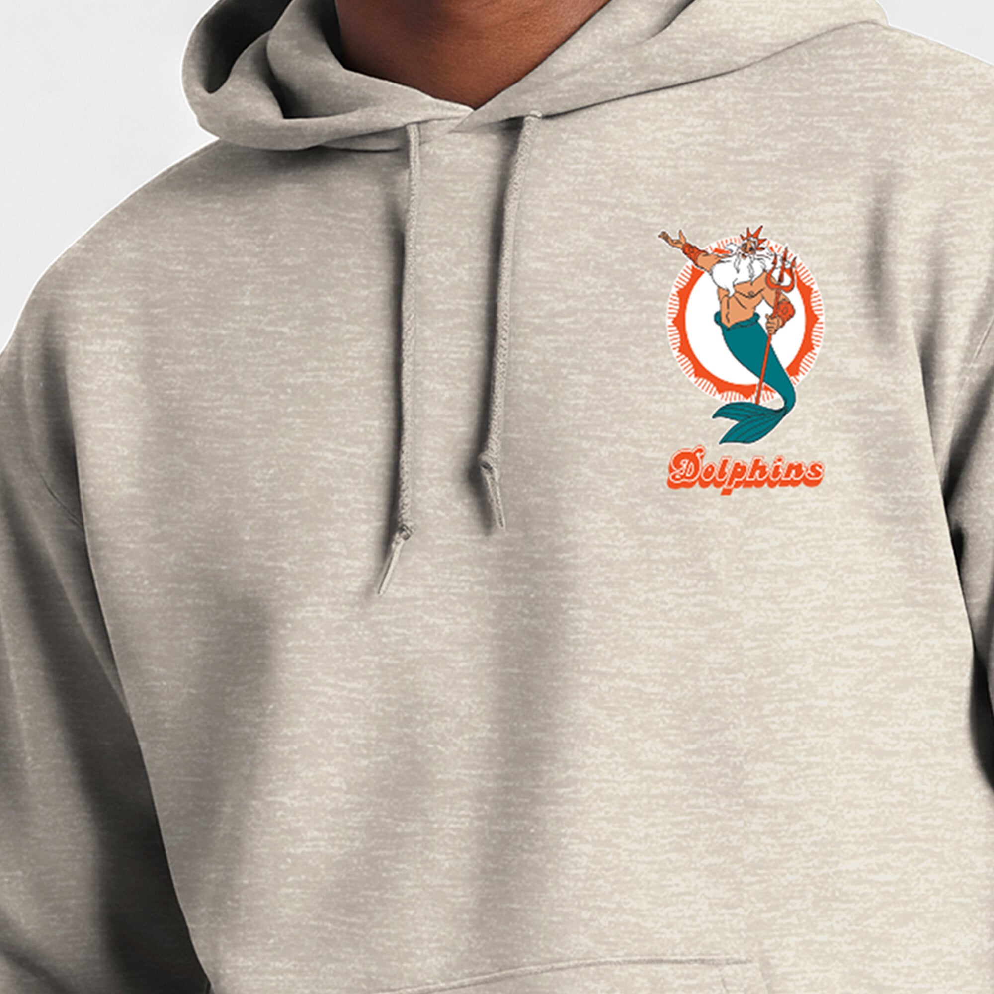 Sweat à capuche pour homme Disney x Champion Oatmeal Miami Dolphins Powerblend Fullback