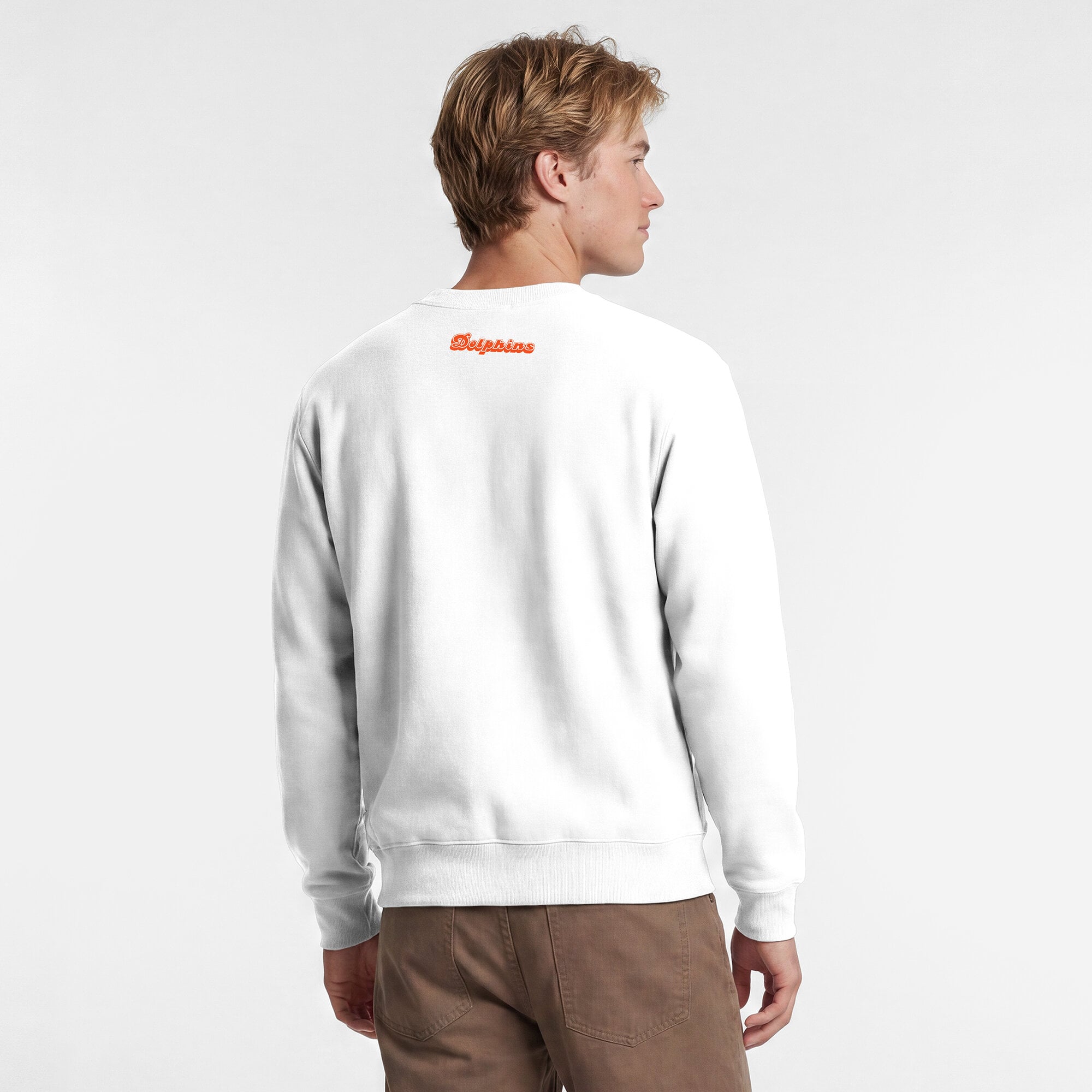 Sweat-shirt homme Disney x Champion blanc Miami Dolphins King Triton Powerblend