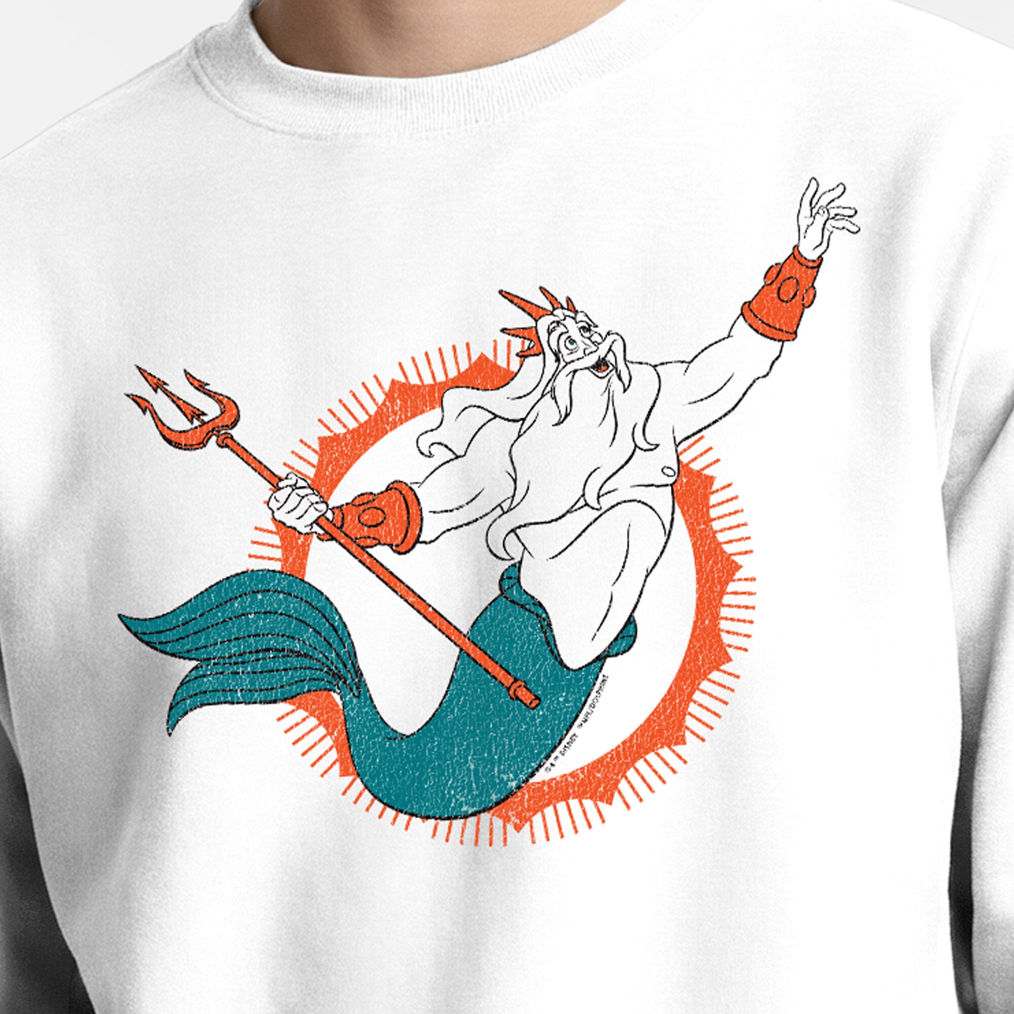 Sweat-shirt homme Disney x Champion blanc Miami Dolphins King Triton Powerblend