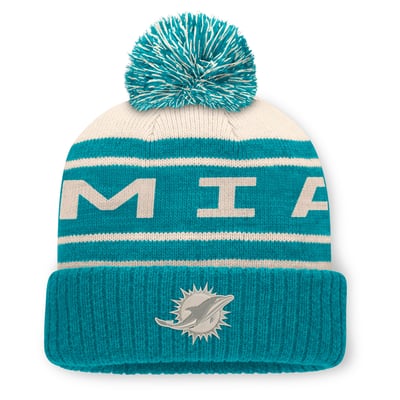 Miami Dolphins Fanatics Men's Cuffed Knit Hat with Pom - Aqua