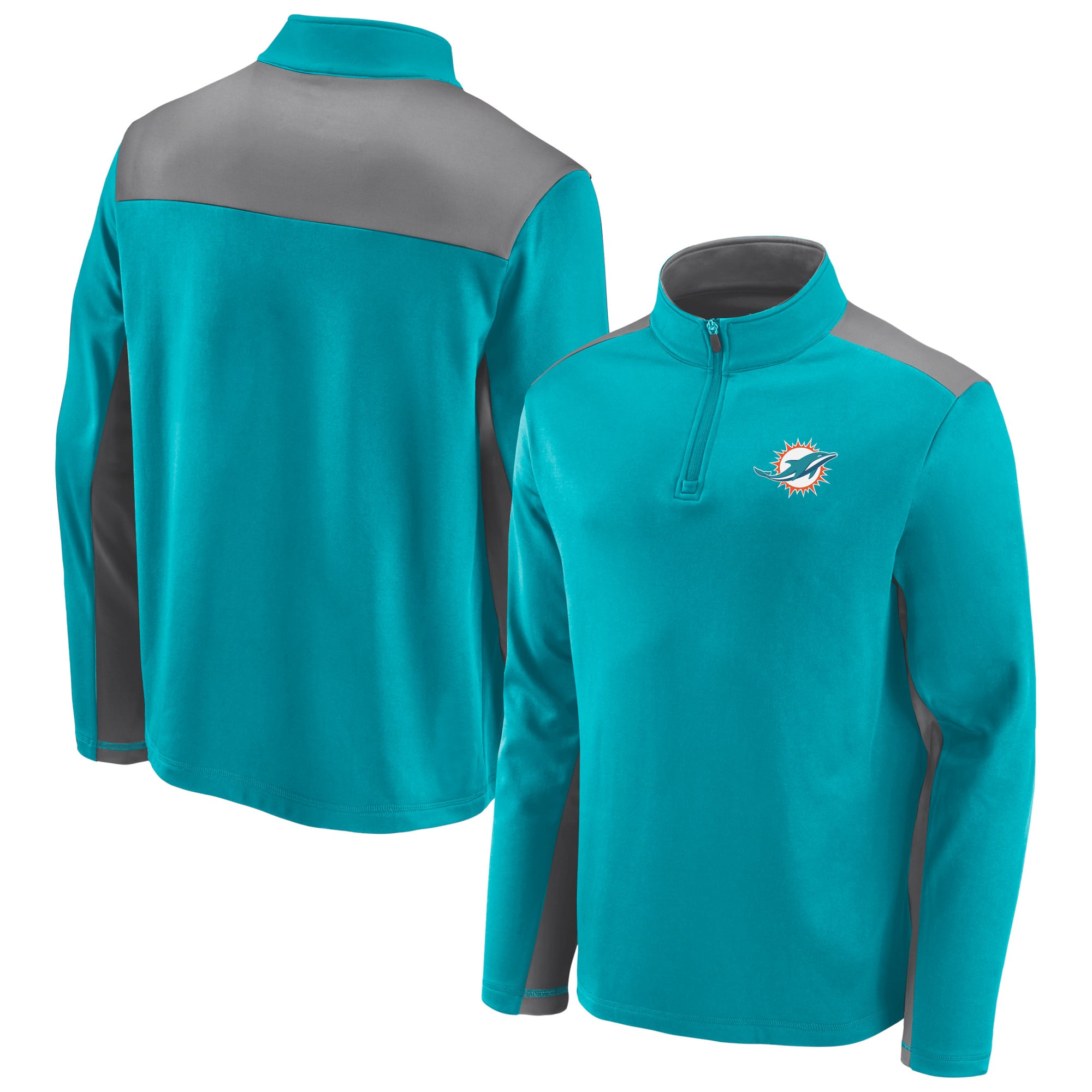 Men's Fanatics Aqua/Gray Miami Dolphins Quarter-Zip Jacket