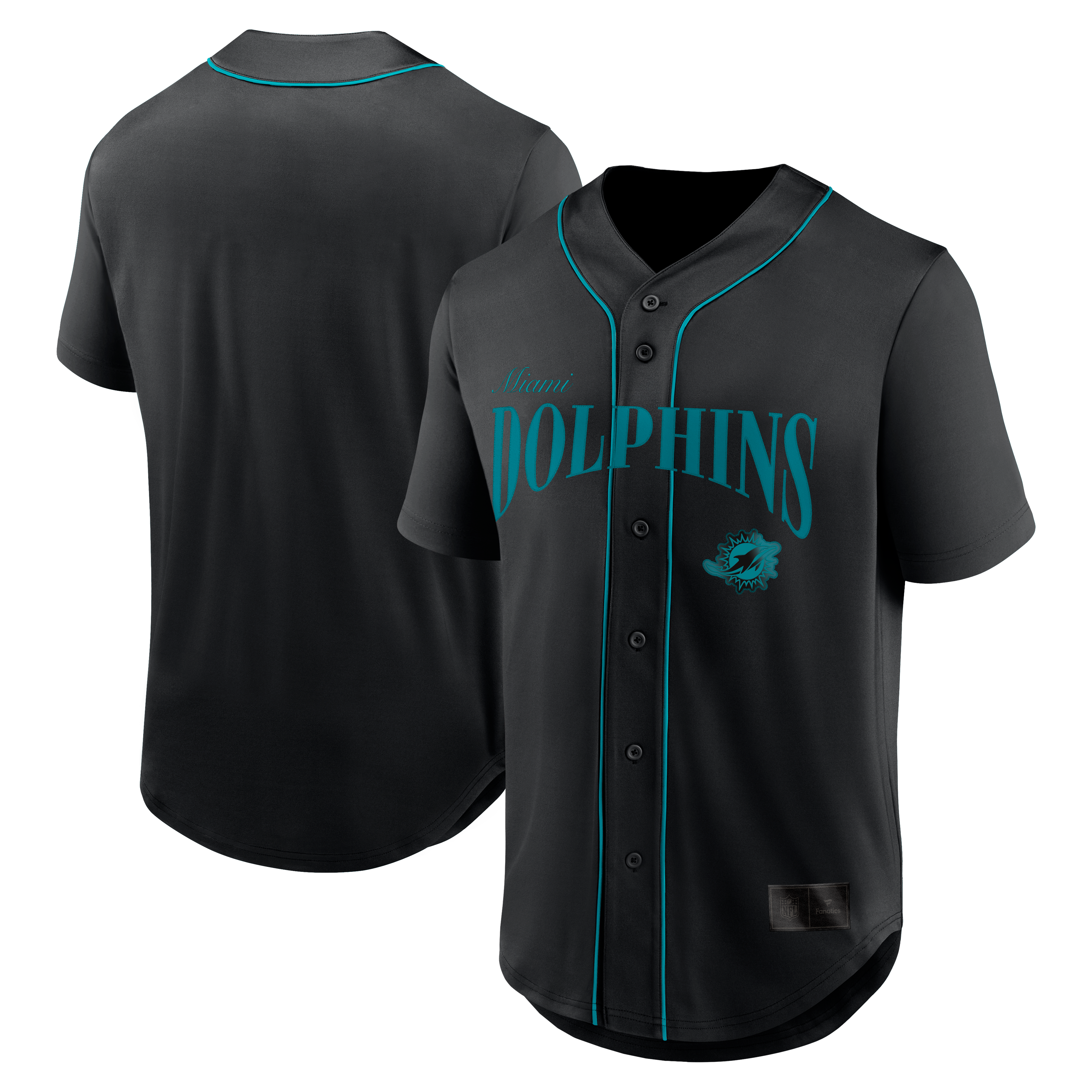 Men's Fanatics Black Miami Dolphins After Hours Button-Up Baseball Top