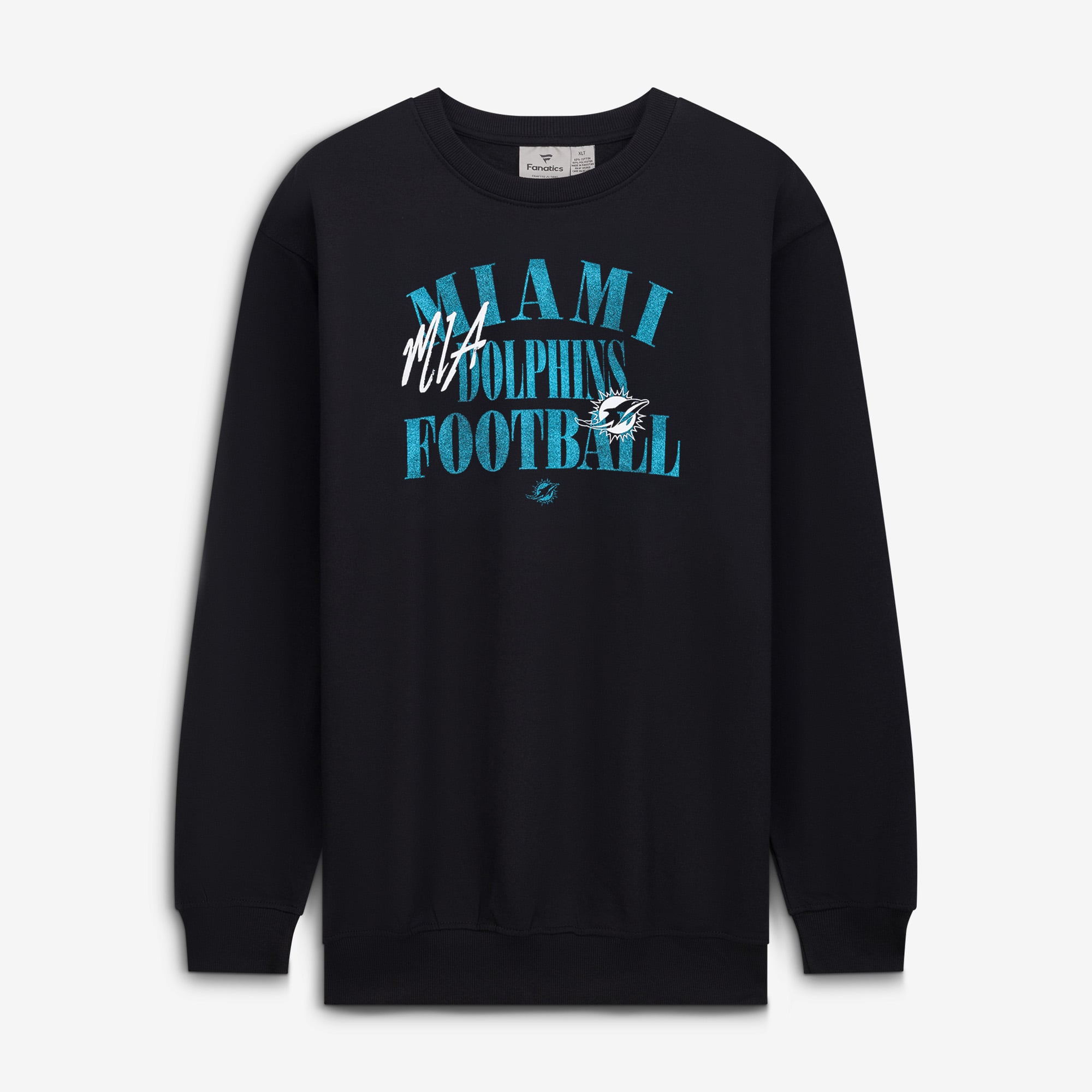Sweat-shirt mi-temps décontracté Miami Dolphins noir pour homme, grandes tailles, de la marque Fanatics.
