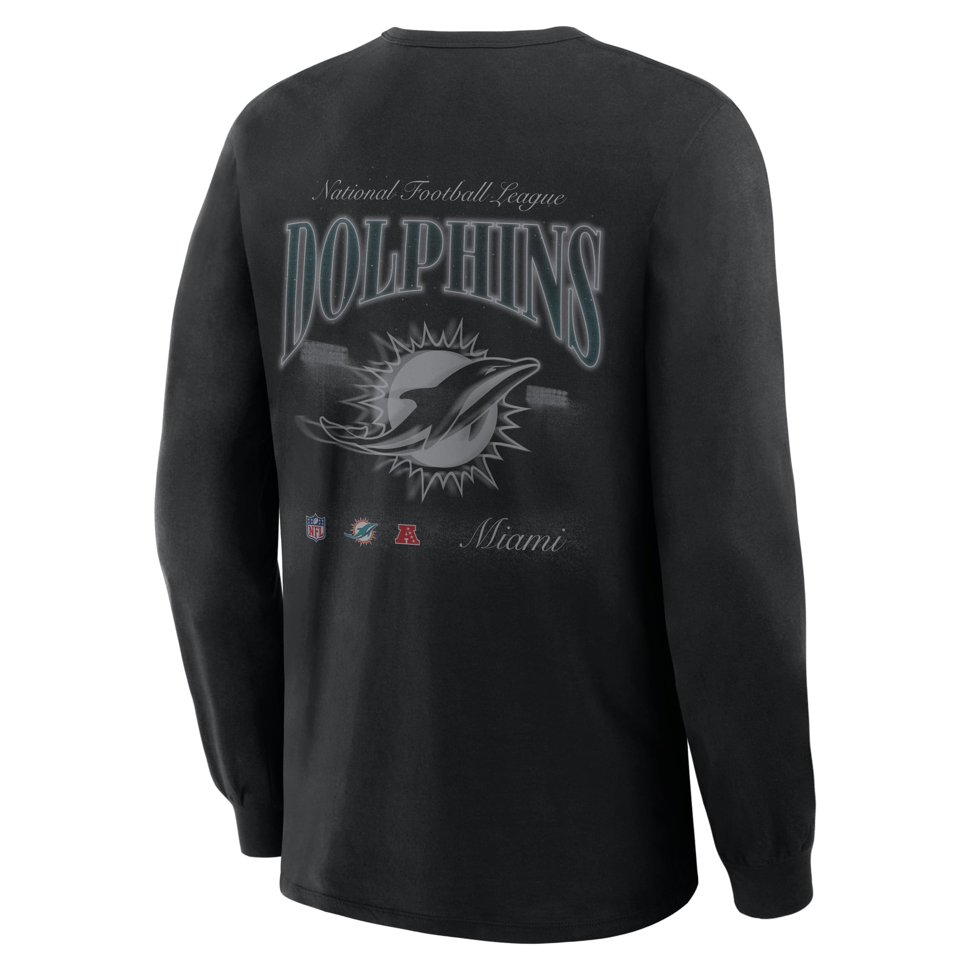 T-shirt à manches longues Fanatics noir Miami Dolphins Midnight Falls pour homme