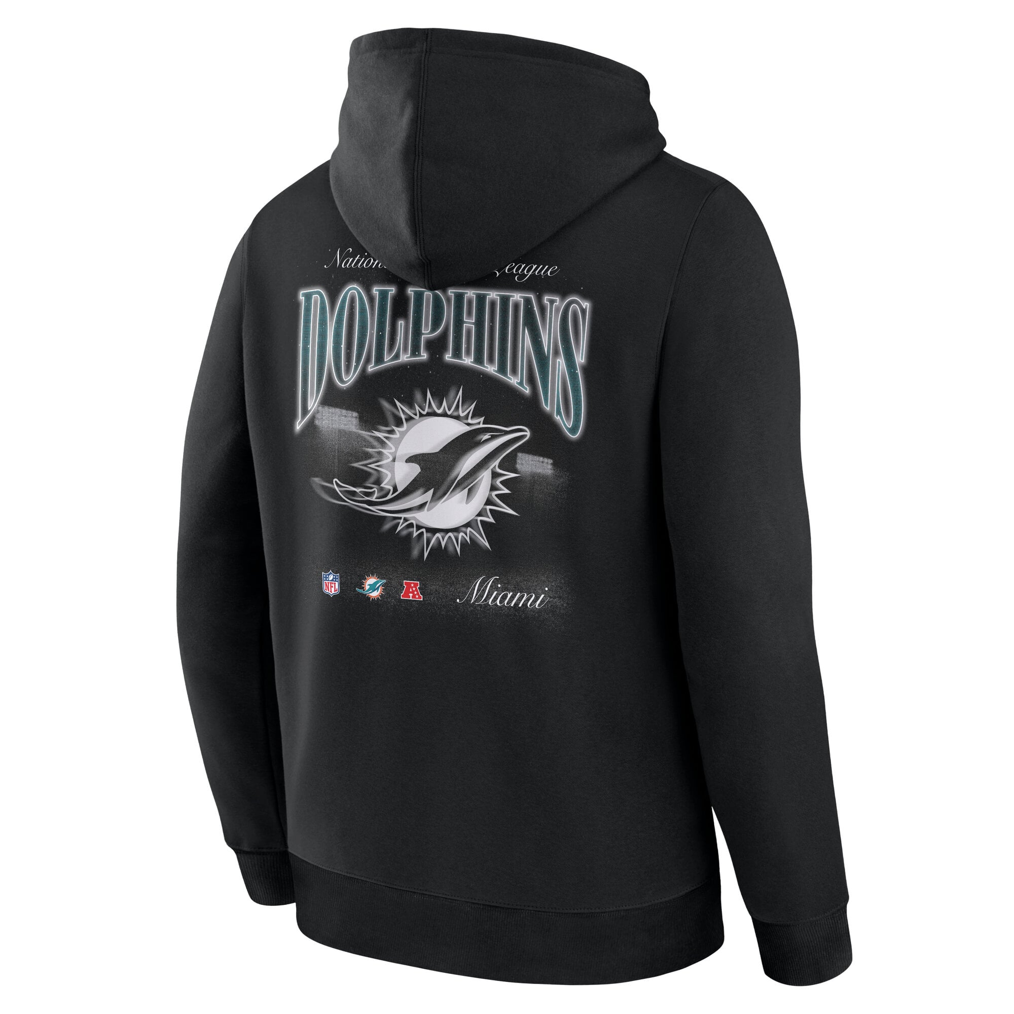 Men's Fanatics Black Miami Dolphins Nightfall Long Sleeve Fleece Hoodie
