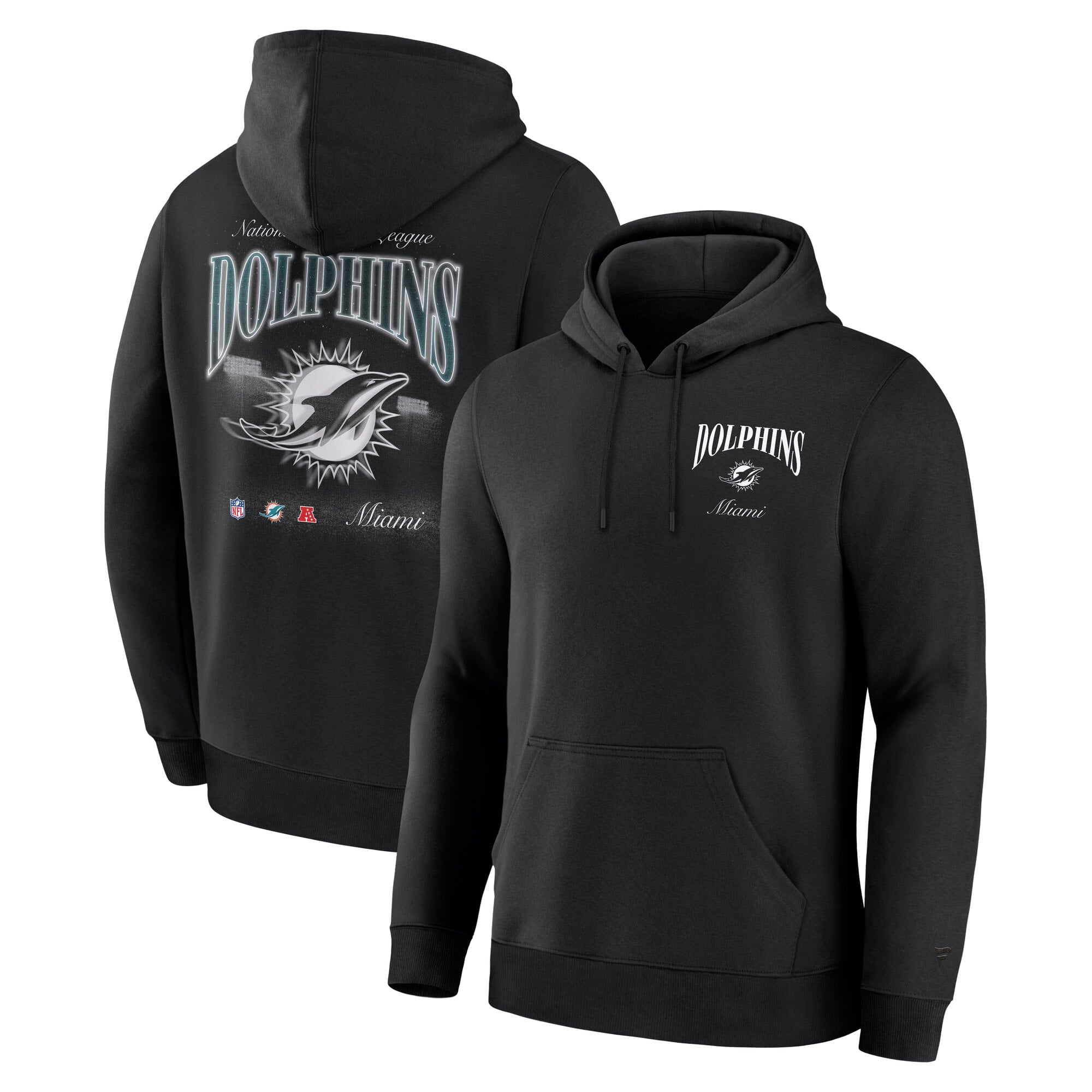 Men's Fanatics Black Miami Dolphins Nightfall Long Sleeve Fleece Hoodie