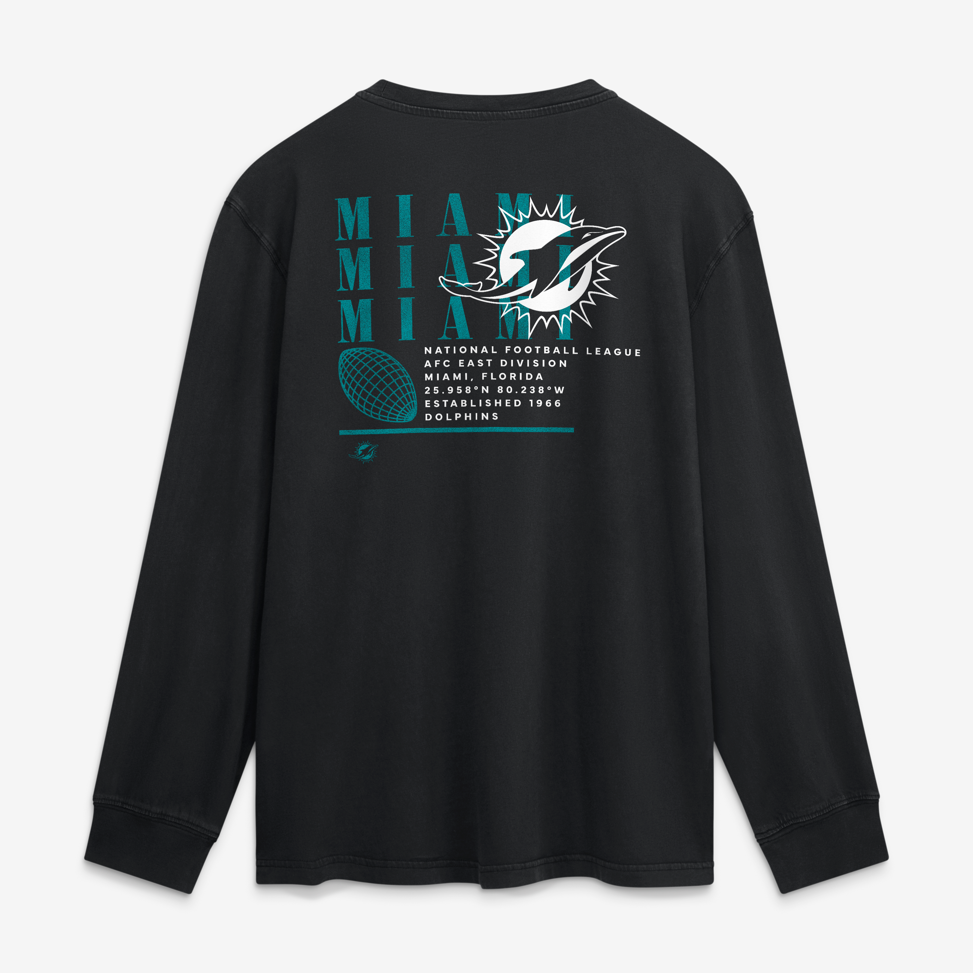 Men's Fanatics Black Miami Dolphins Relaxed Fullback Drive Long Sleeve Fashion Top