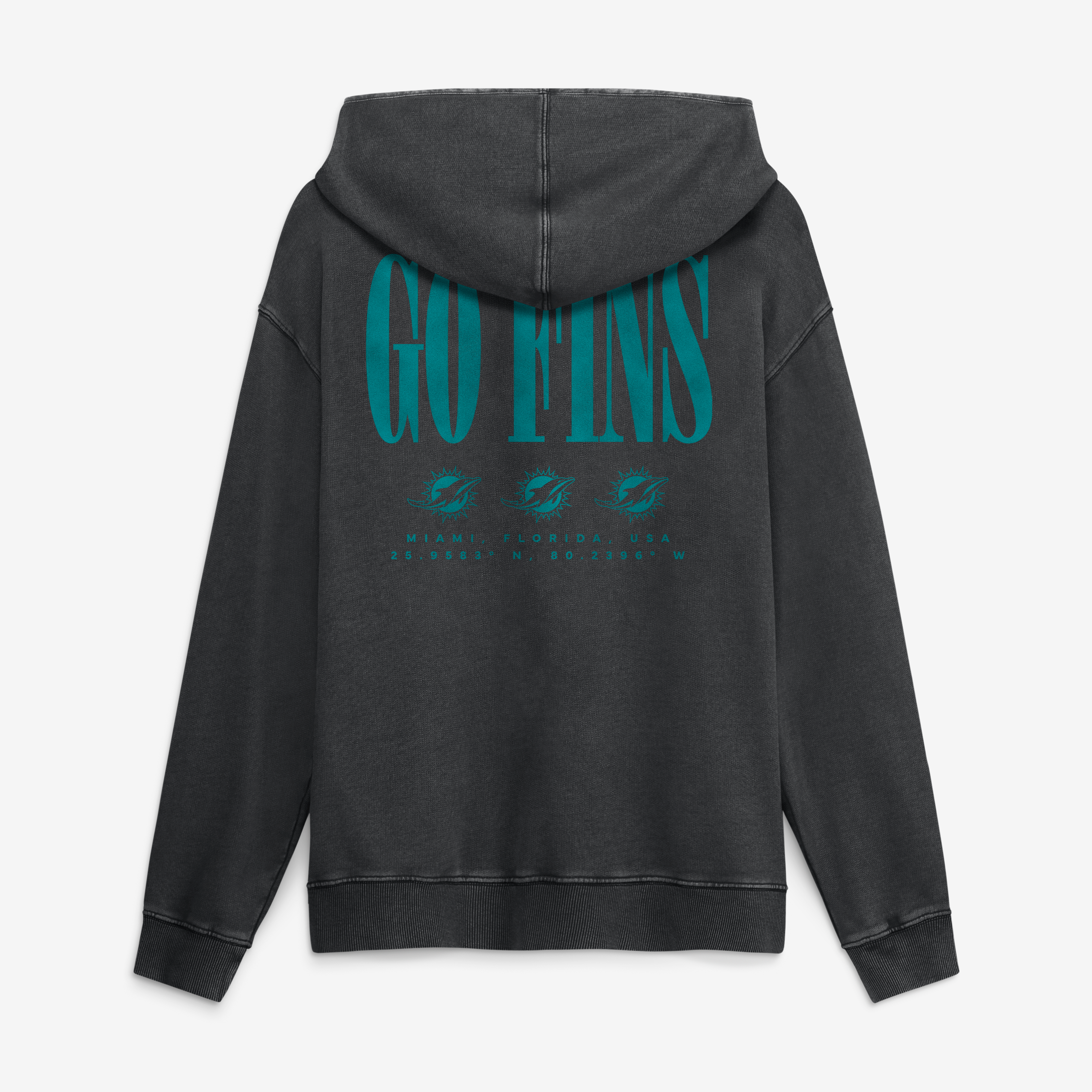 Men's Fanatics Black Miami Dolphins Relaxed Intense Rivalry French Terry Hoodie