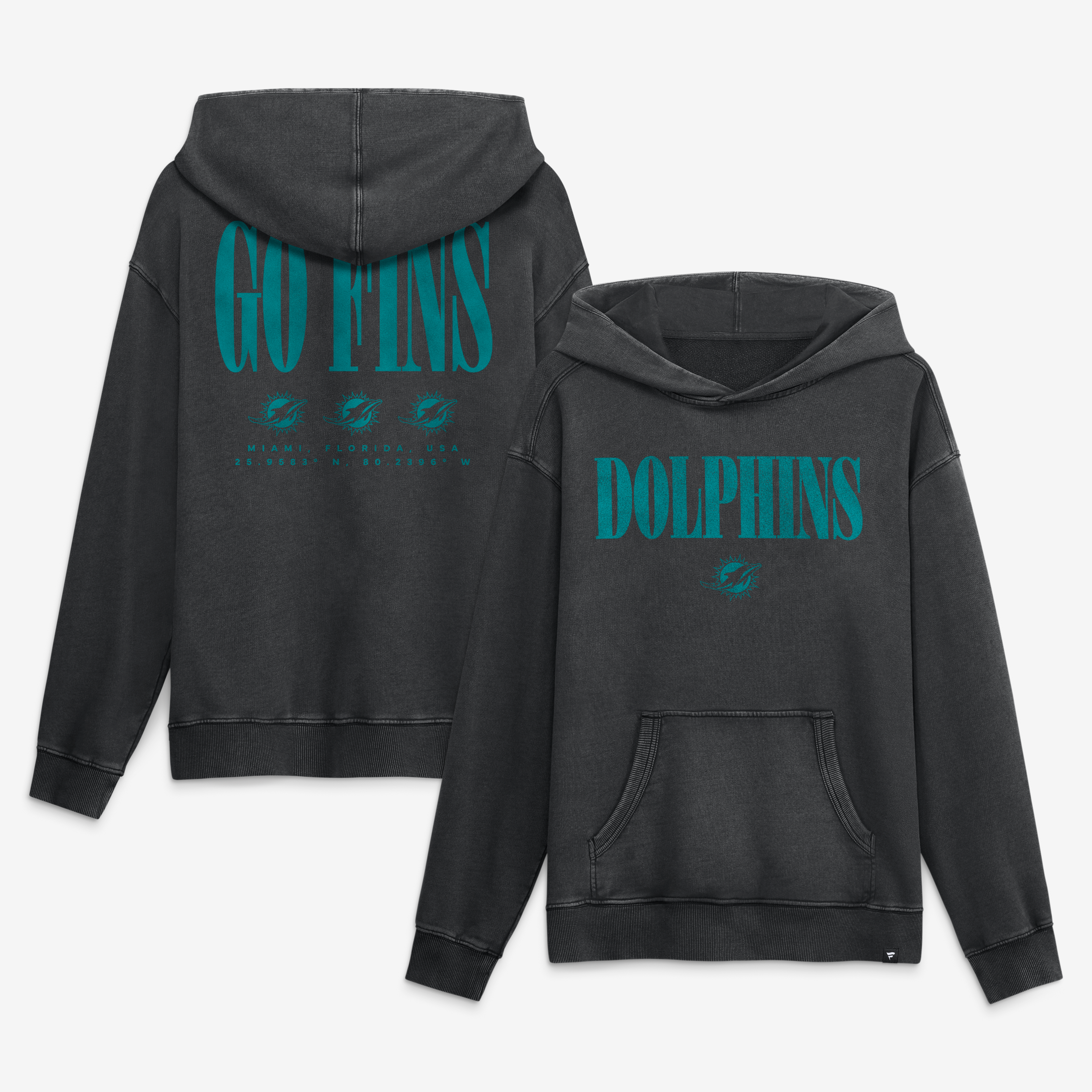Men's Fanatics Black Miami Dolphins Relaxed Intense Rivalry French Terry Hoodie