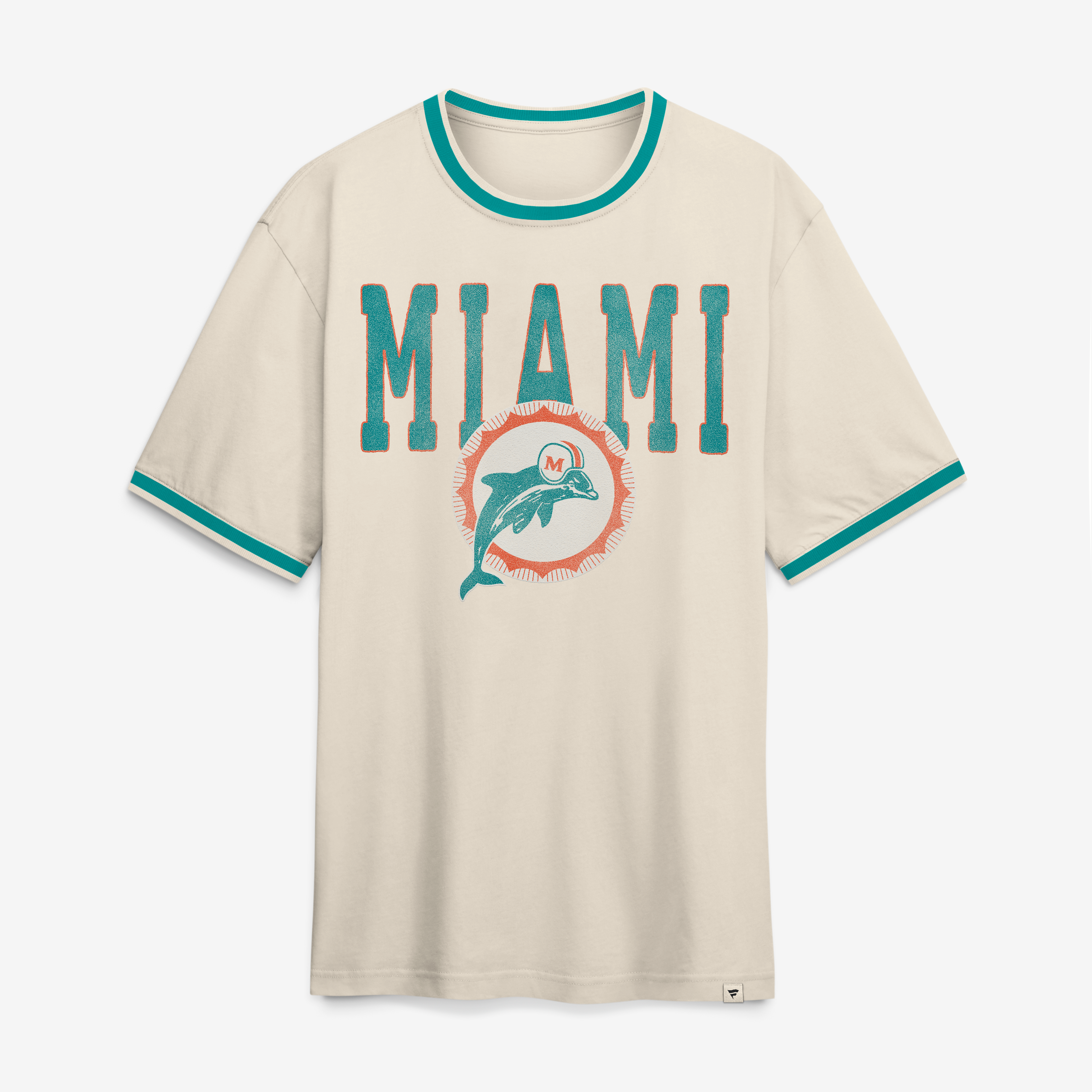 Men's Fanatics Cream Miami Dolphins Time Honored Tradition Ringer Fashion Top