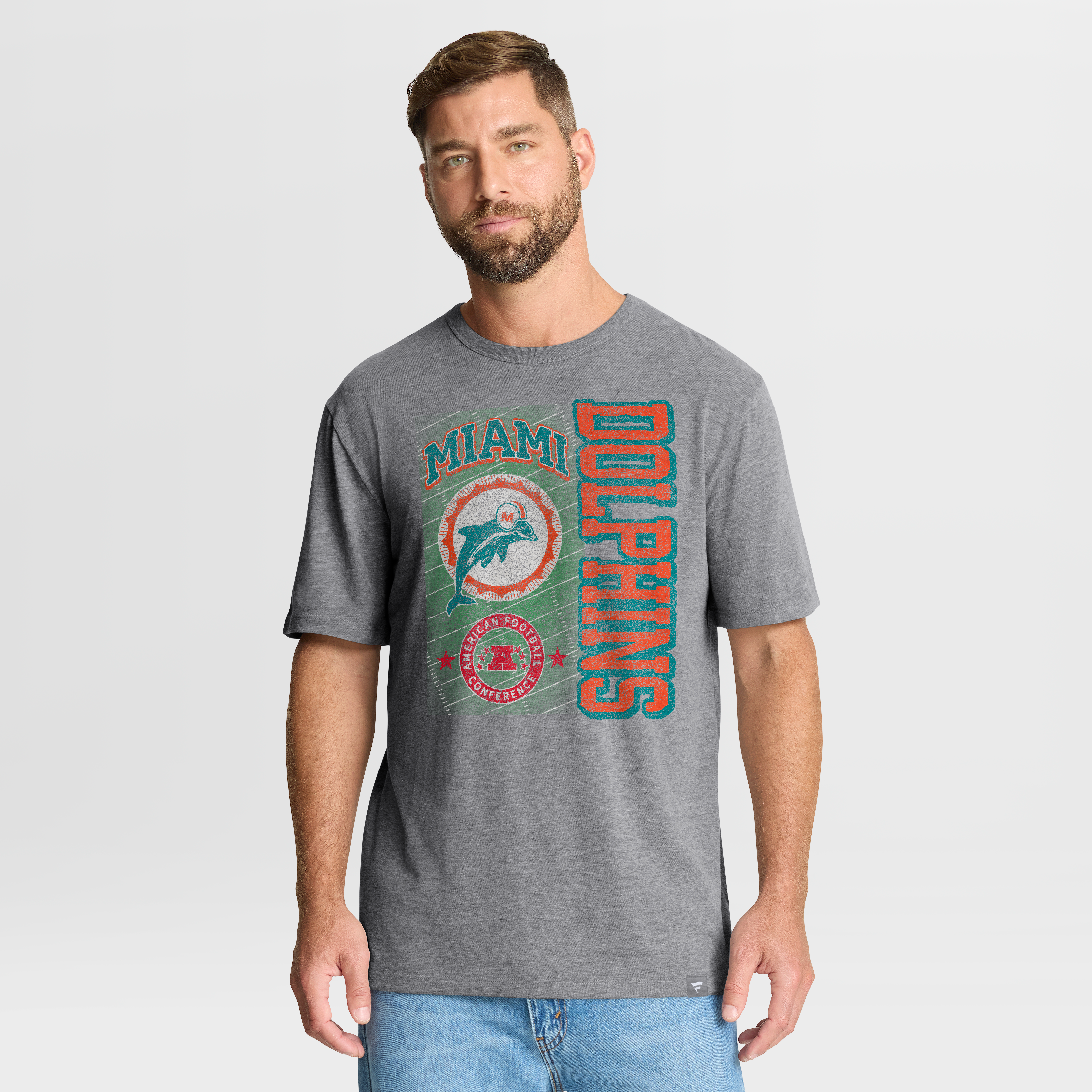 T-shirt homme Fanatics Heather Gray Miami Dolphins Tribute Direct Handoff Tri-Blend