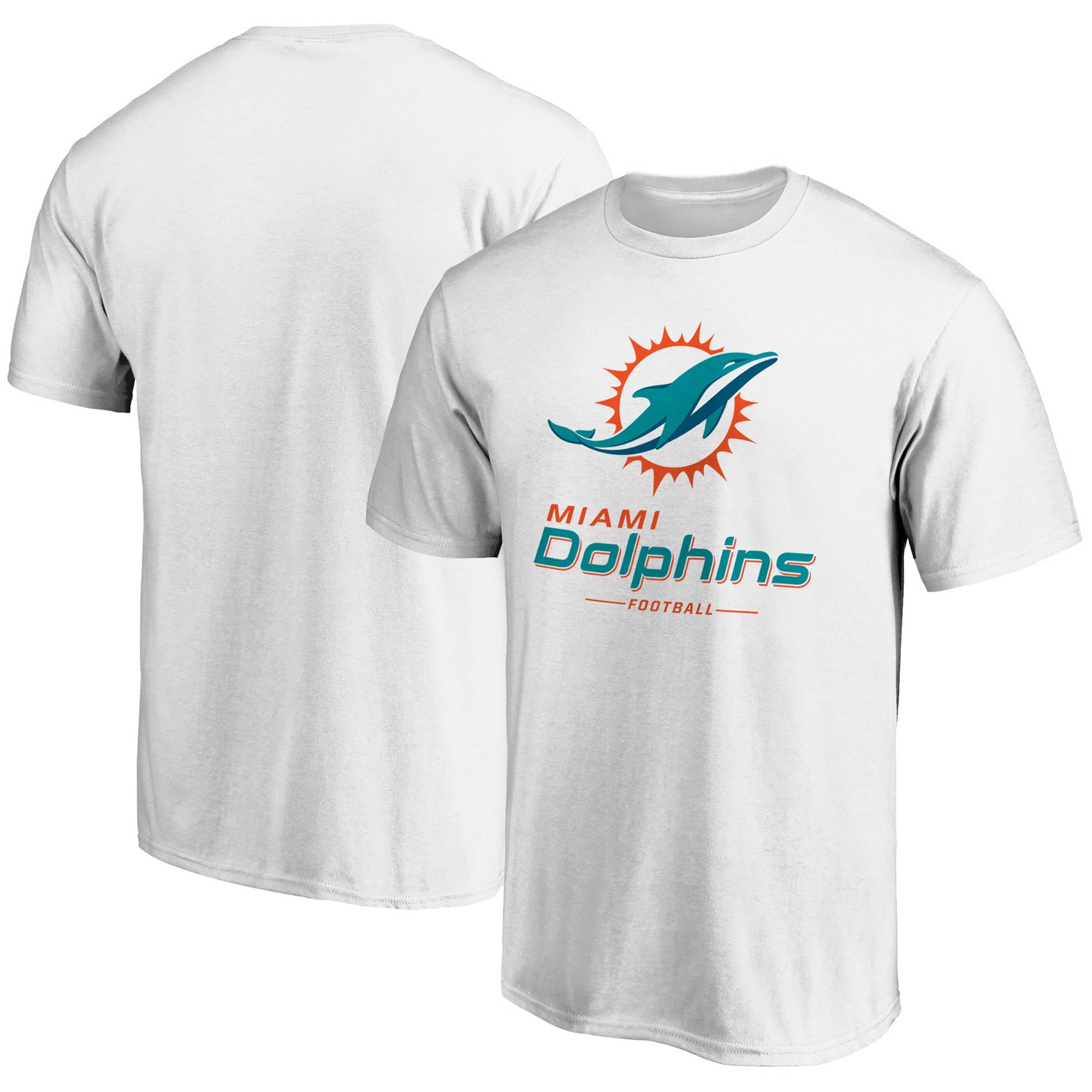 T-shirt blanc avec logo de verrouillage l'équipe des Dolphins Miami Fanatics pour hommes