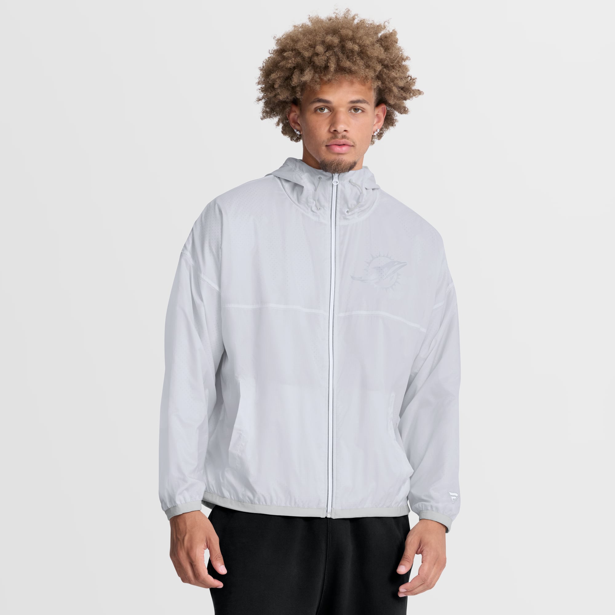 Doudoune zippée intégrale blanche Miami Dolphins de Fanatics pour homme