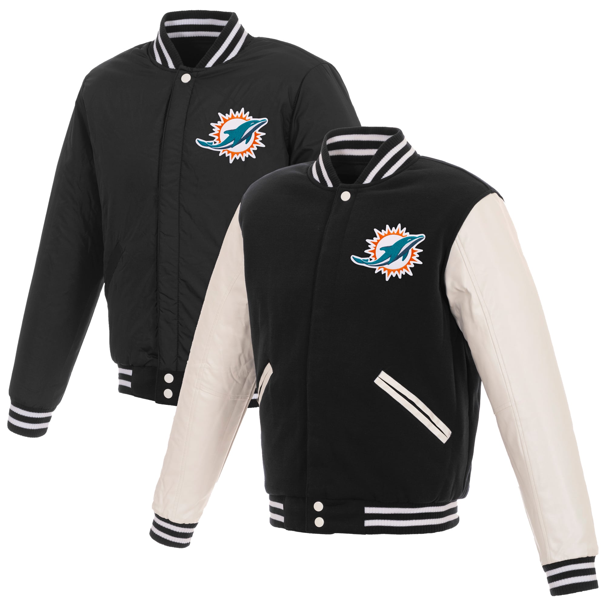 Men's JH Design Black/White Miami Dolphins 19 Mens Reversible