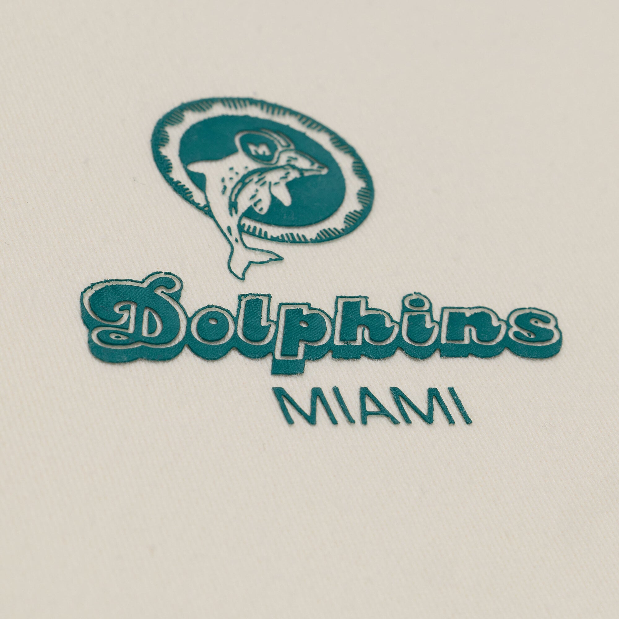 Men's Mitchell & Ness Cream Miami Dolphins Core Essentials Micro Logo Fleece Sweatshirt