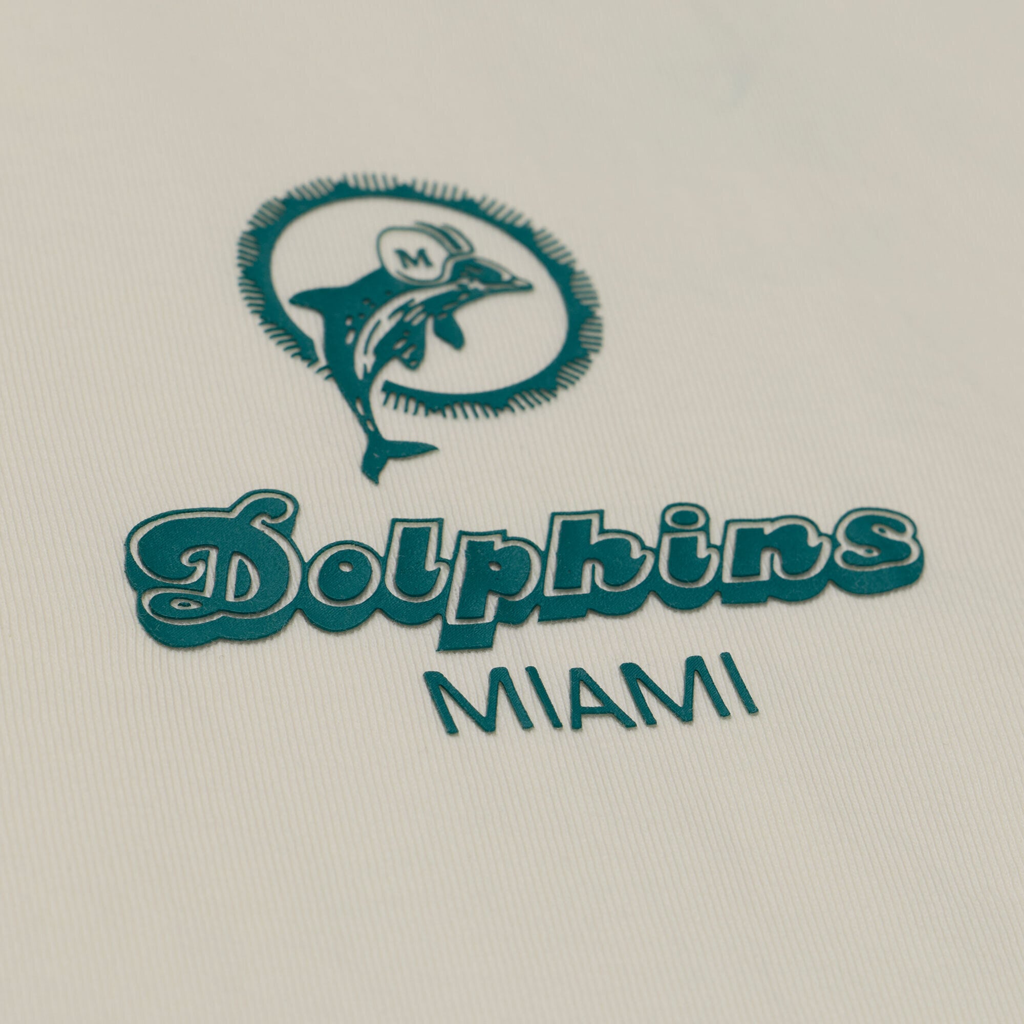 Men's Mitchell & Ness Cream Miami Dolphins Core Essentials Micro Logo T-Shirt