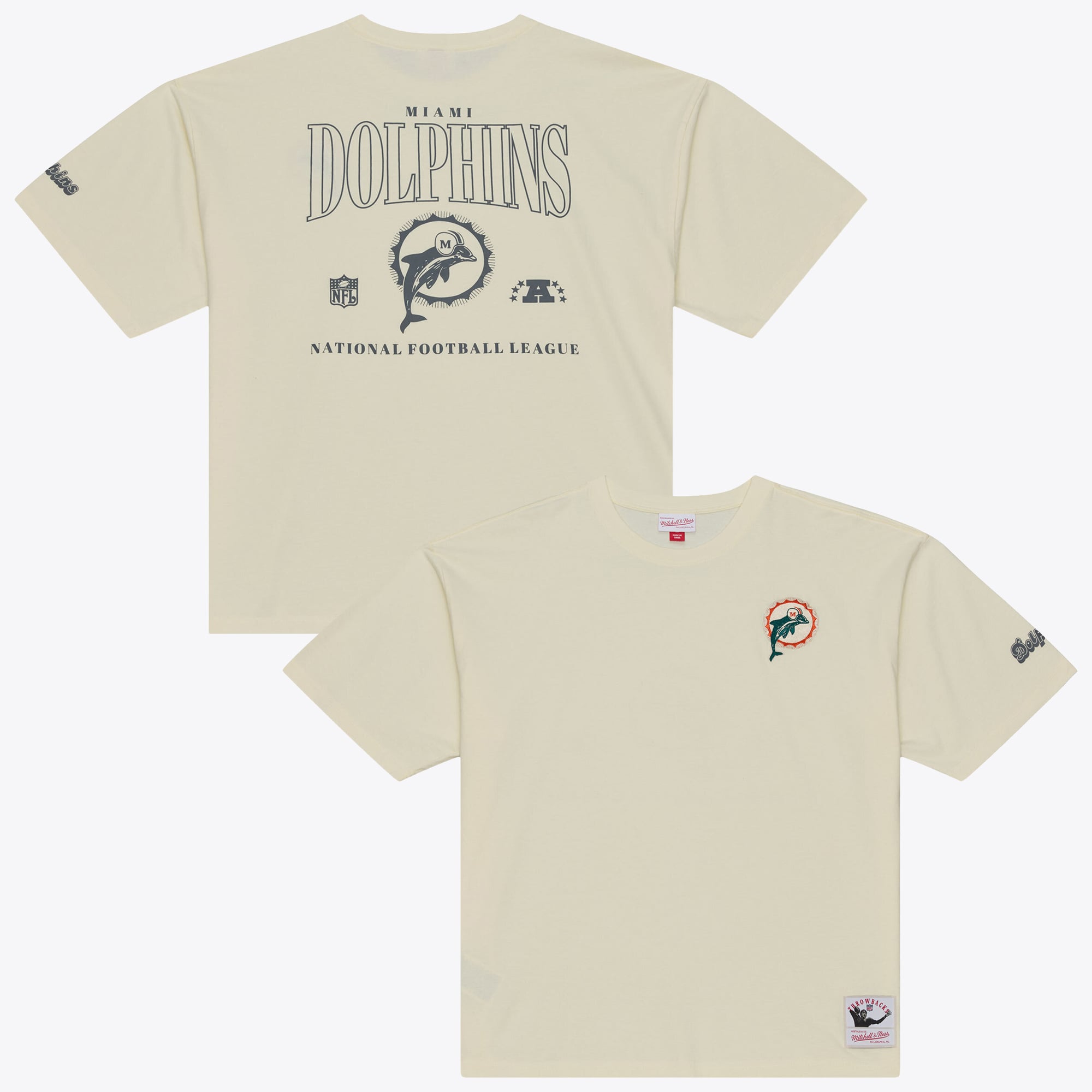 T-shirt oversize Mitchell & Ness crème Miami Dolphins pour homme, coloris Heritage Hues