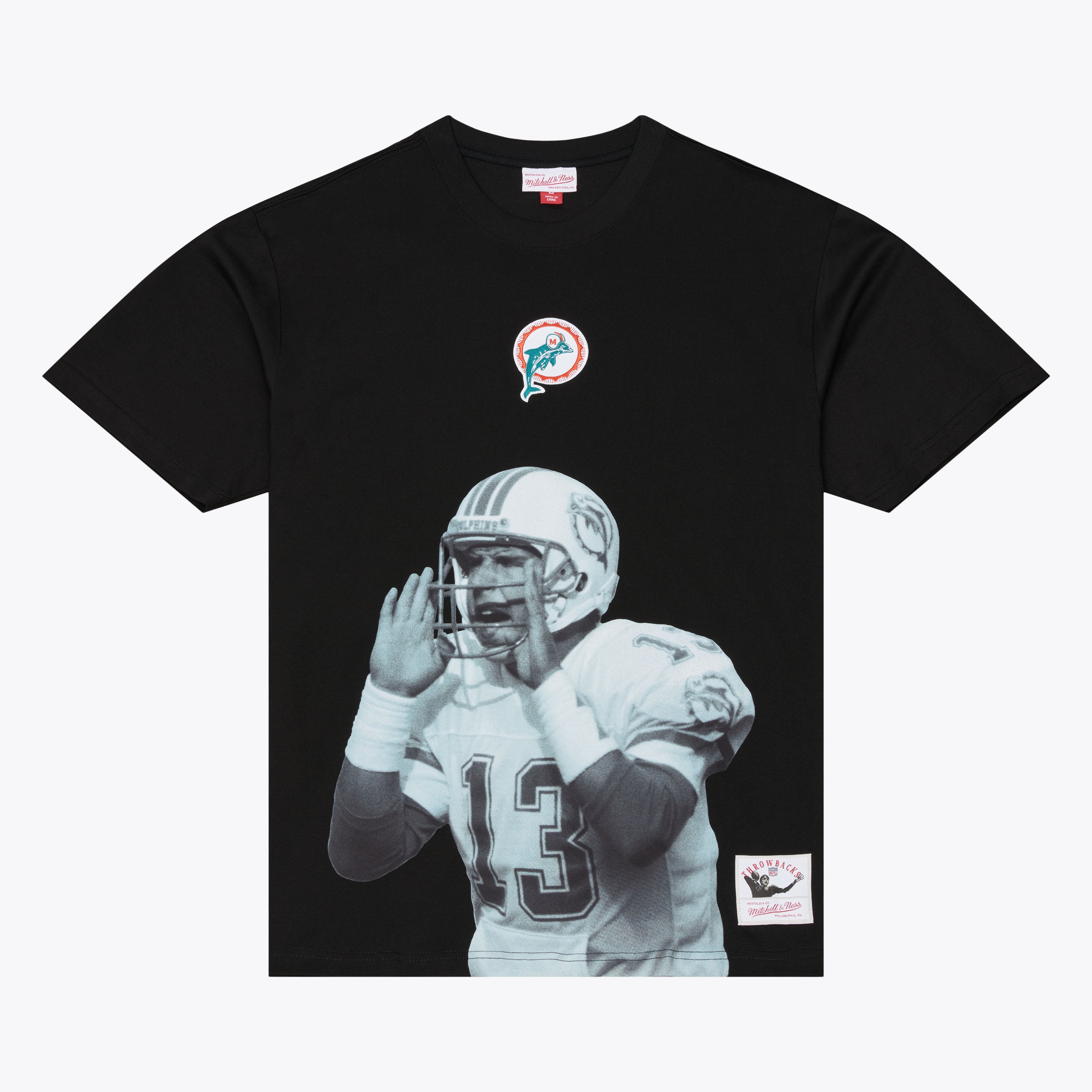 T-shirt Mitchell & Ness pour homme, noir, Dan Marino, Miami Dolphins, joueur solo retraité