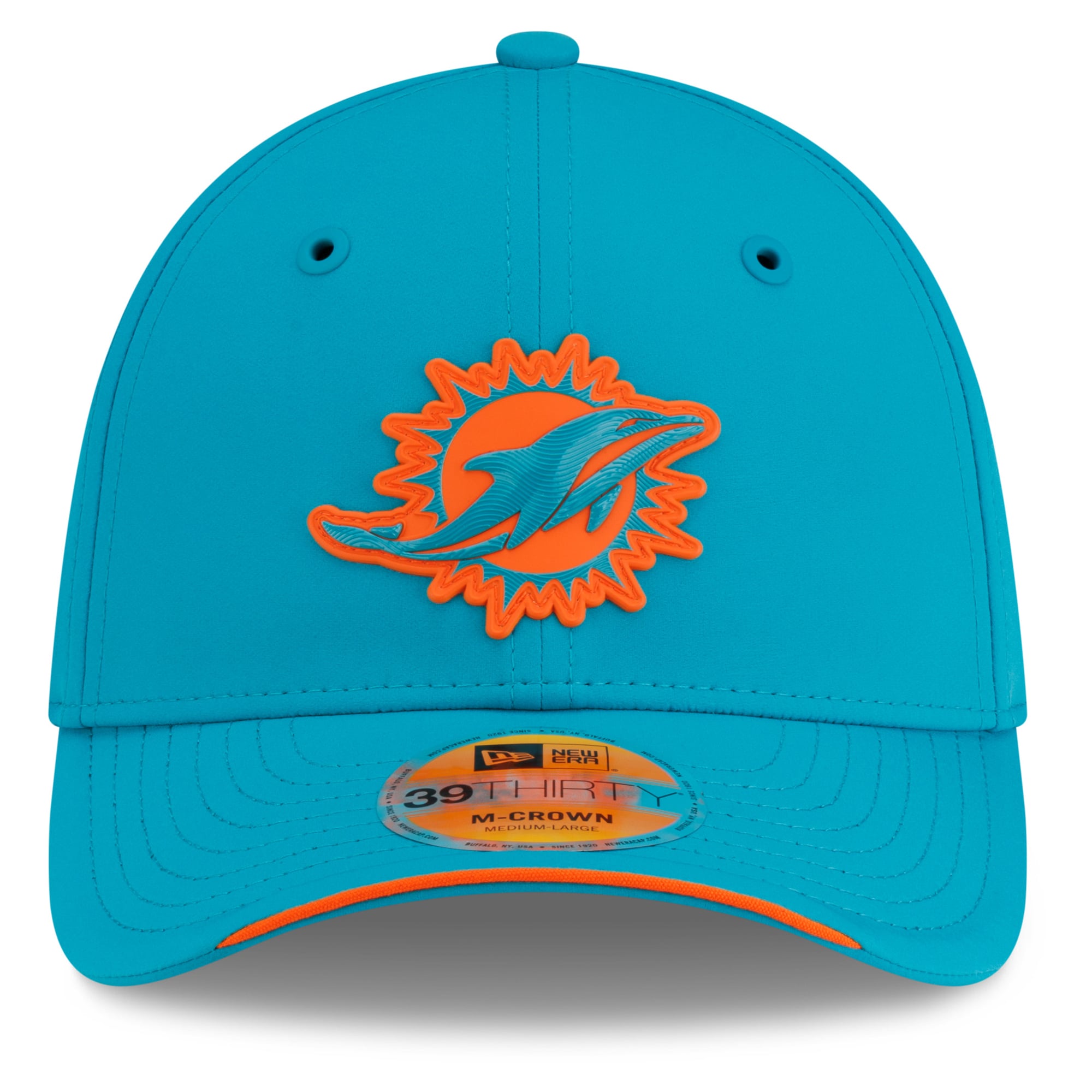 Men's New Era Aqua Miami Dolphins 2026 Sideline 39THIRTY M-Crown Flex Hat