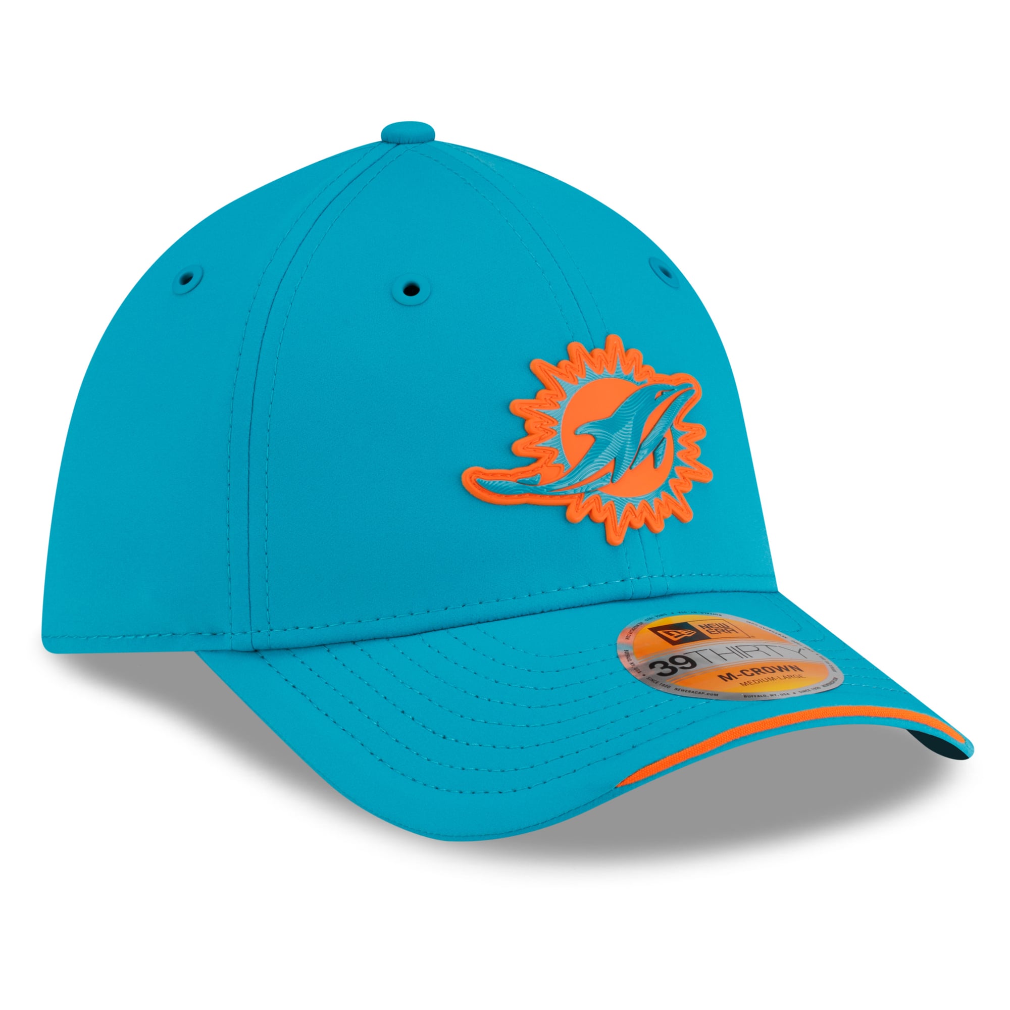 Men's New Era Aqua Miami Dolphins 2026 Sideline 39THIRTY M-Crown Flex Hat