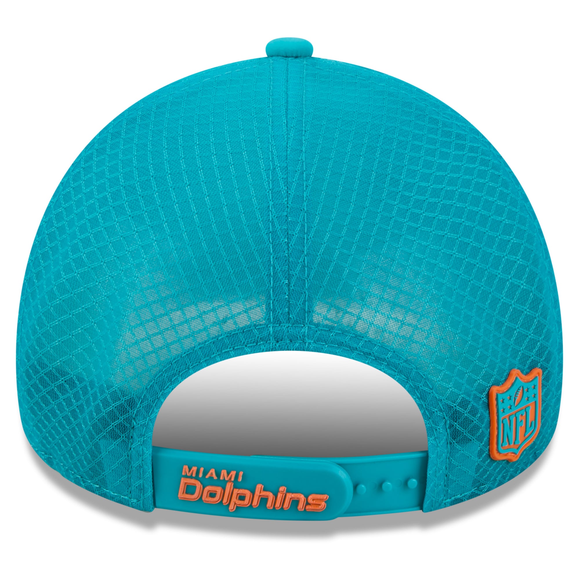 Men's New Era Aqua Miami Dolphins 2026 Sideline Apex 9FORTY Adjustable Trucker Hat