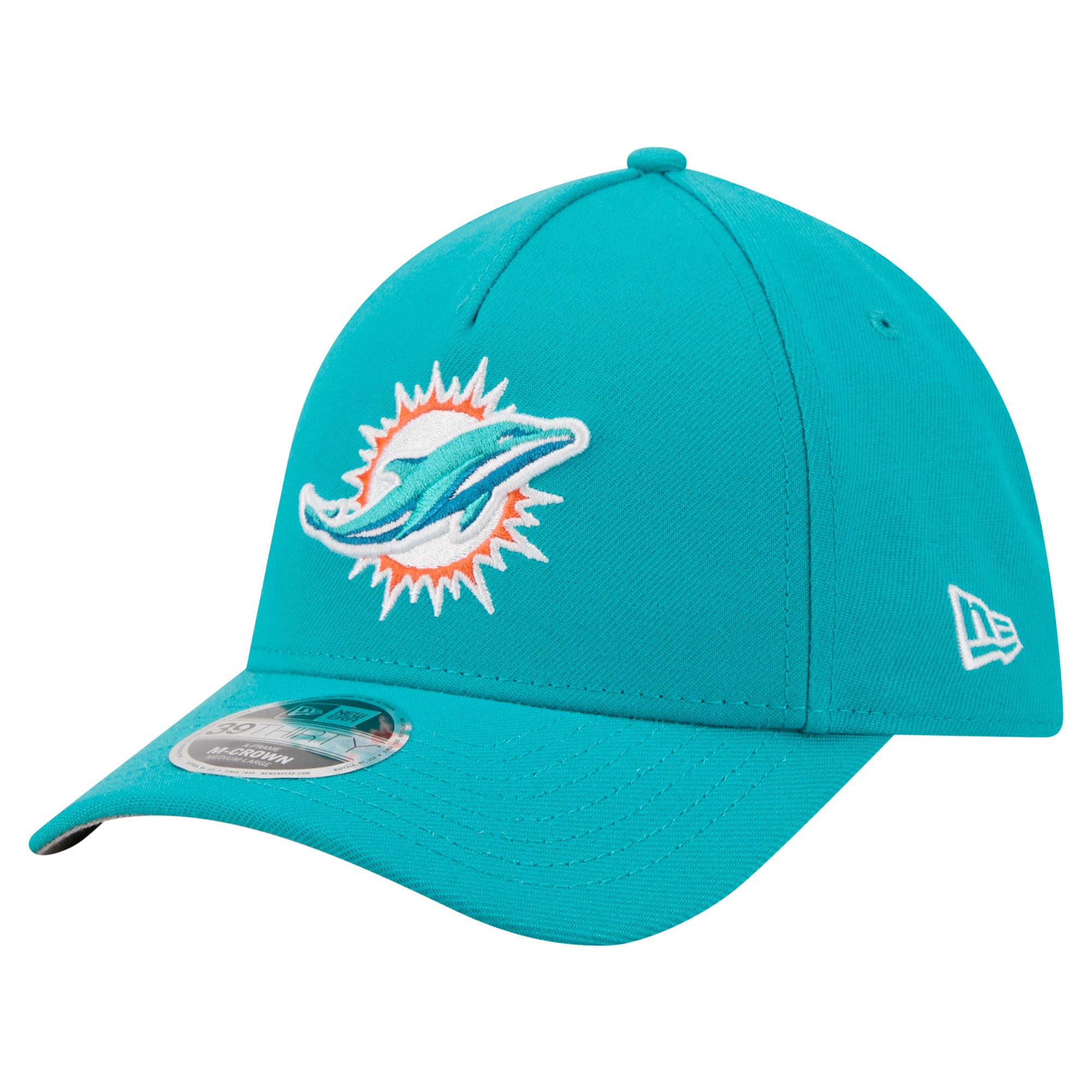Men's New Era Aqua Miami Dolphins 39THIRTY M-Crown A-Frame Stretch Hat