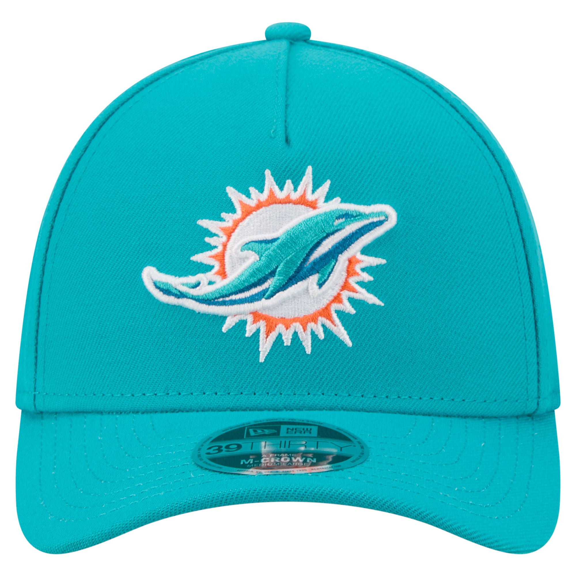 Men's New Era Aqua Miami Dolphins 39THIRTY M-Crown A-Frame Stretch Hat