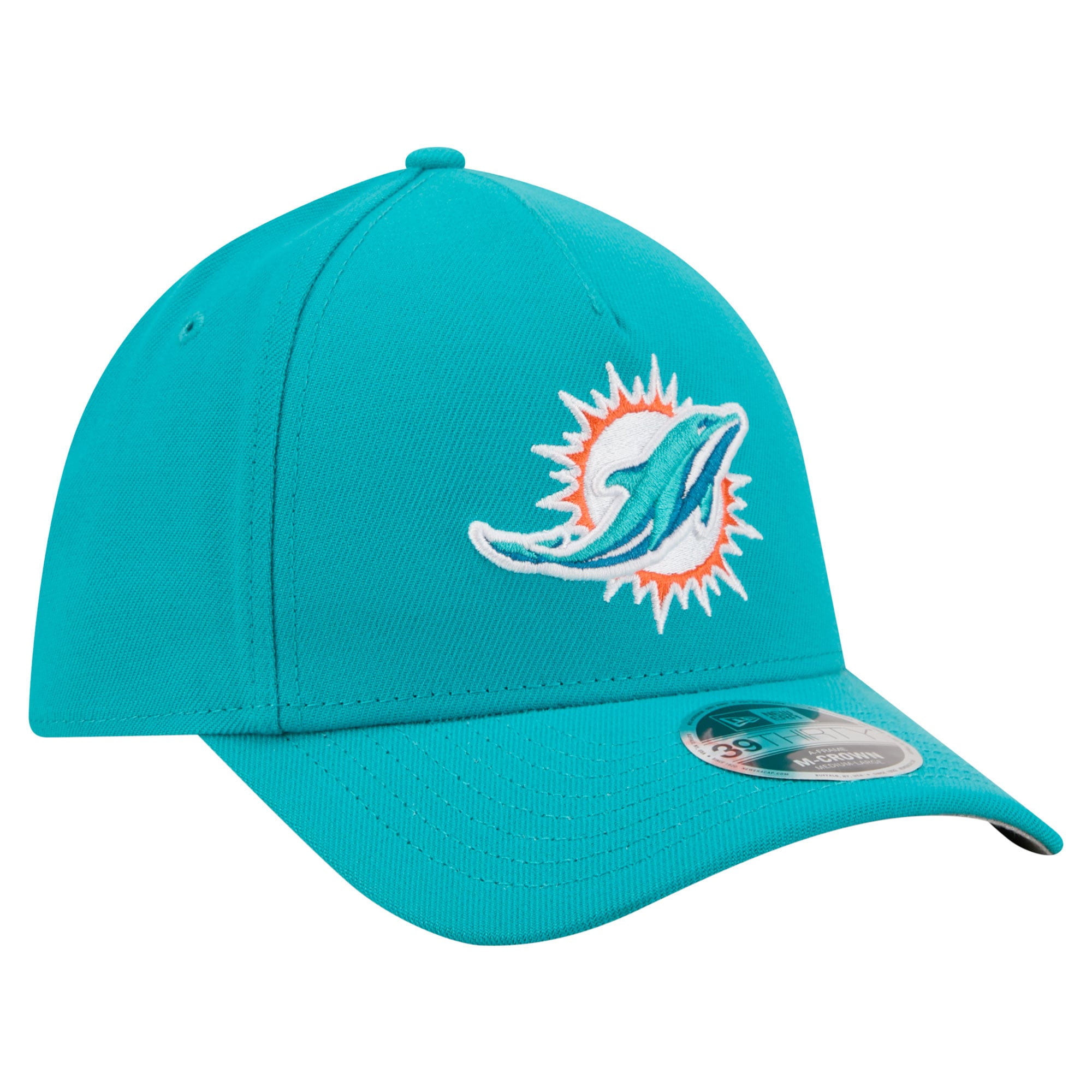 Men's New Era Aqua Miami Dolphins 39THIRTY M-Crown A-Frame Stretch Hat