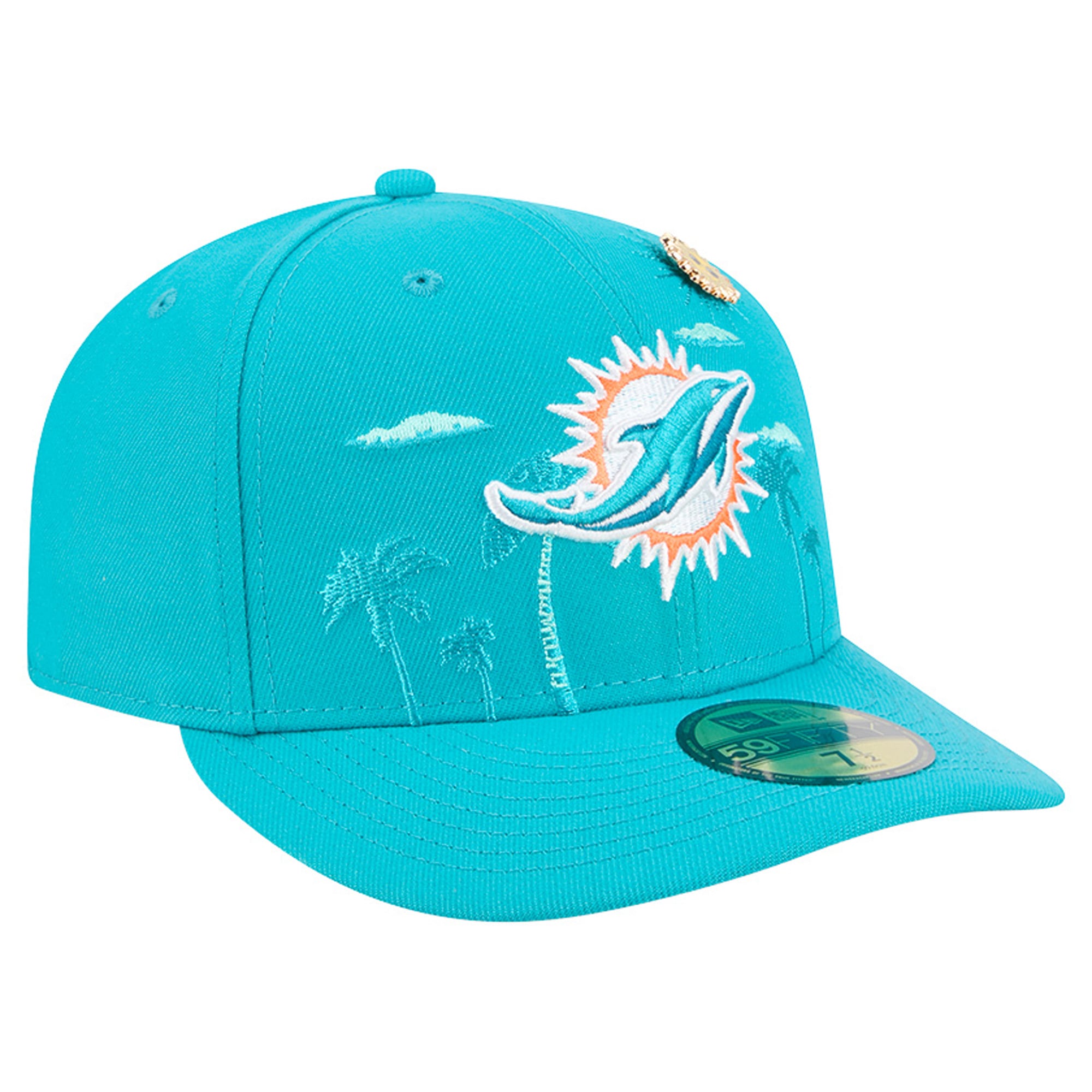 Men's New Era Aqua Miami Dolphins City Pin 59FIFTY Fitted Hat