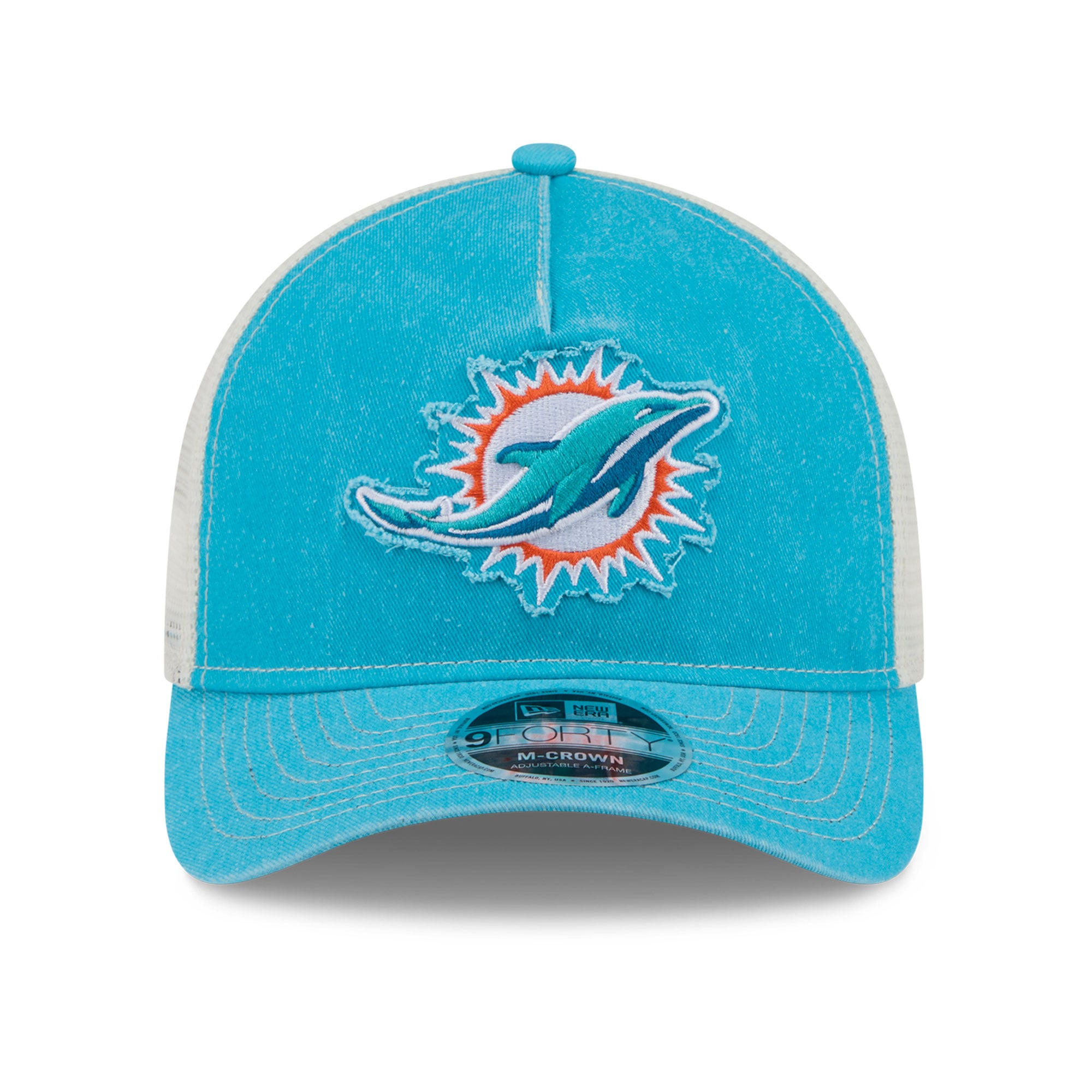 Casquette trucker ajustable New Era Aqua Miami Dolphins 9FORTY pour homme