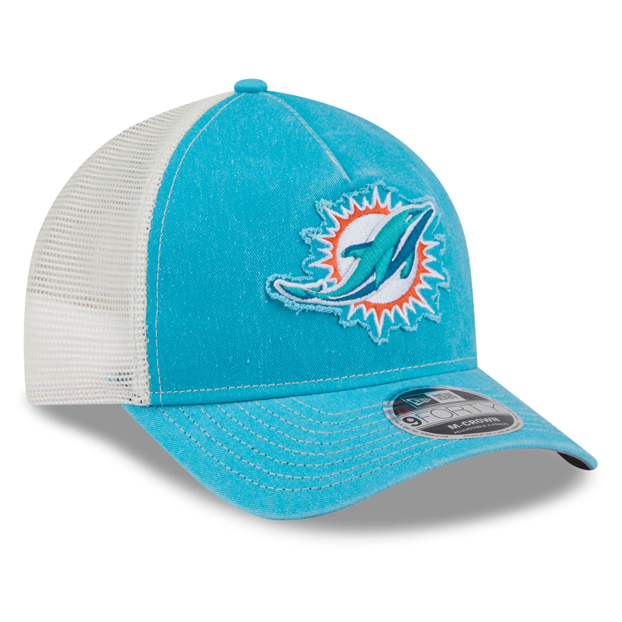 Casquette trucker ajustable New Era Aqua Miami Dolphins 9FORTY pour homme