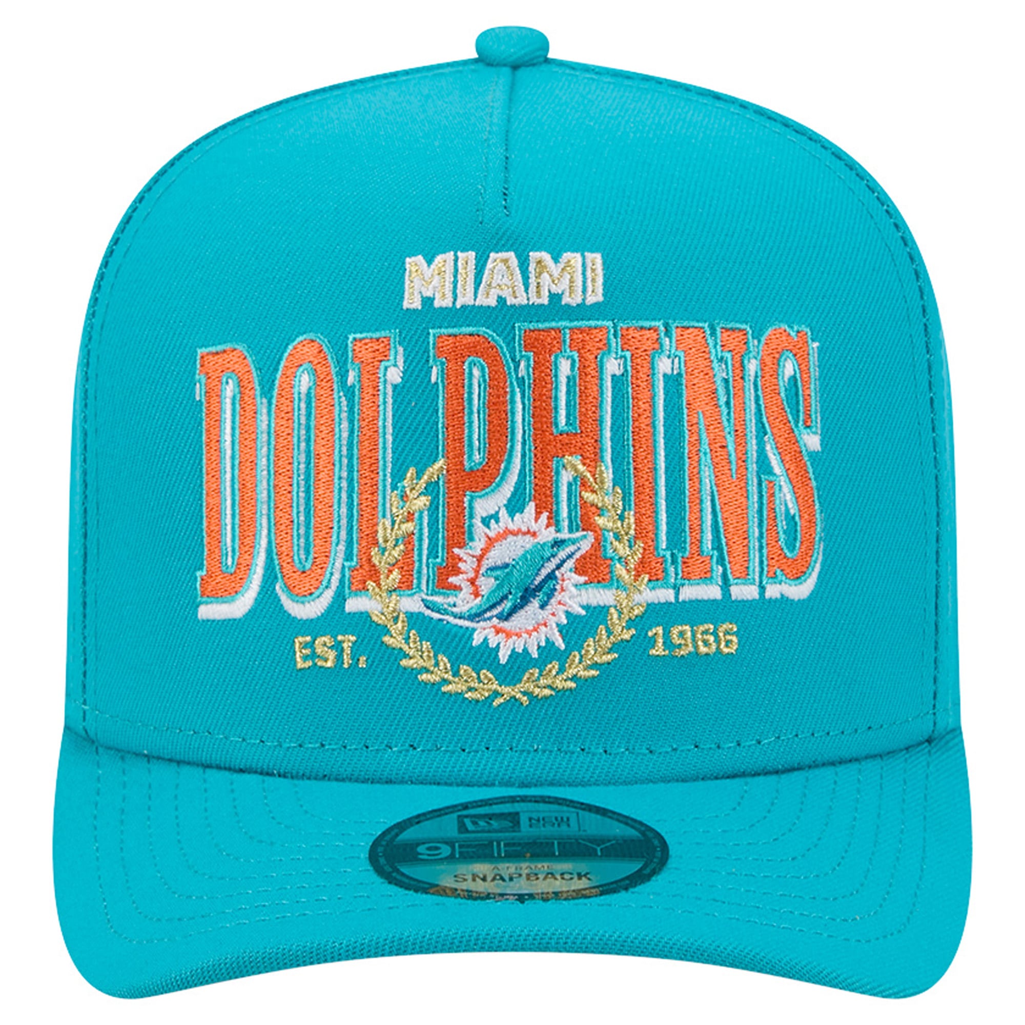 Casquette snapback New Era Aqua Miami Dolphins Laurel A-Frame 9FIFTY pour homme