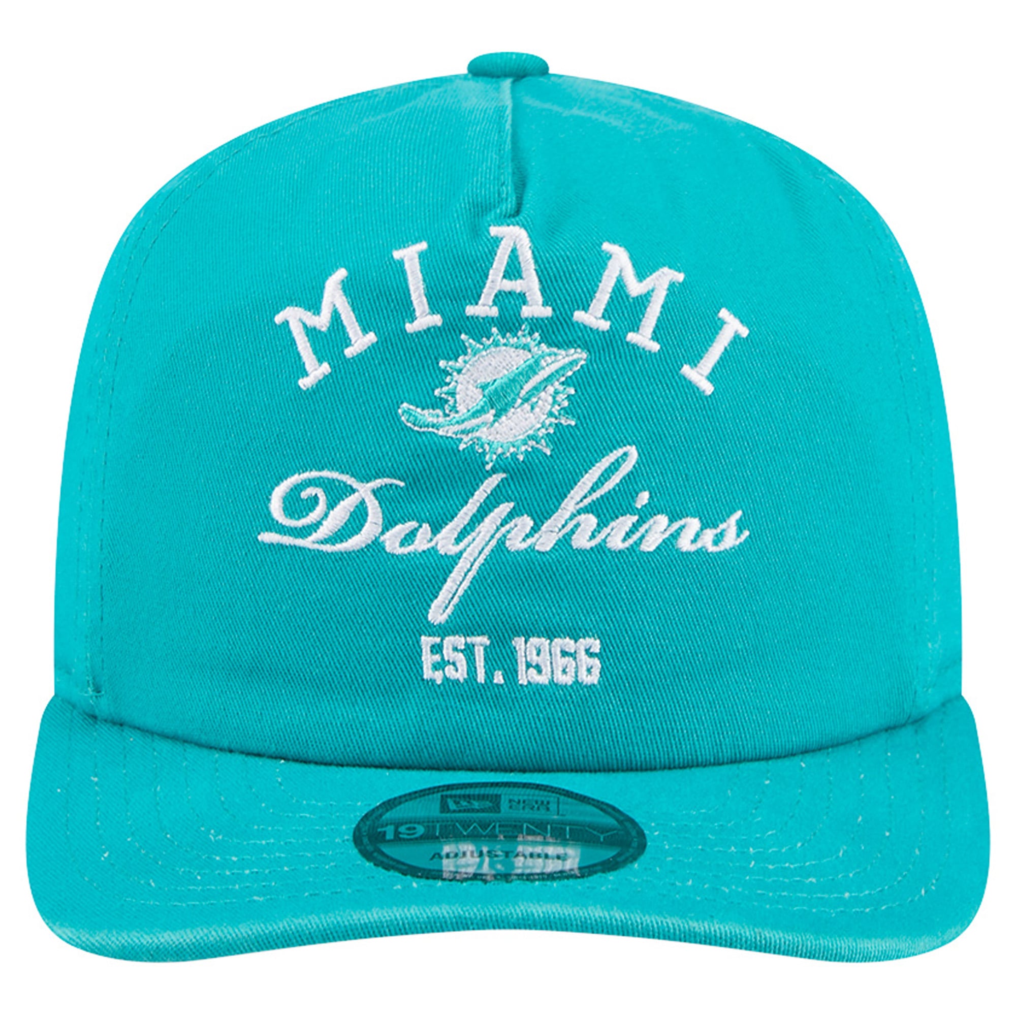 Men's New Era Aqua Miami Dolphins Stacked 19TWENTY Adjustable Hat
